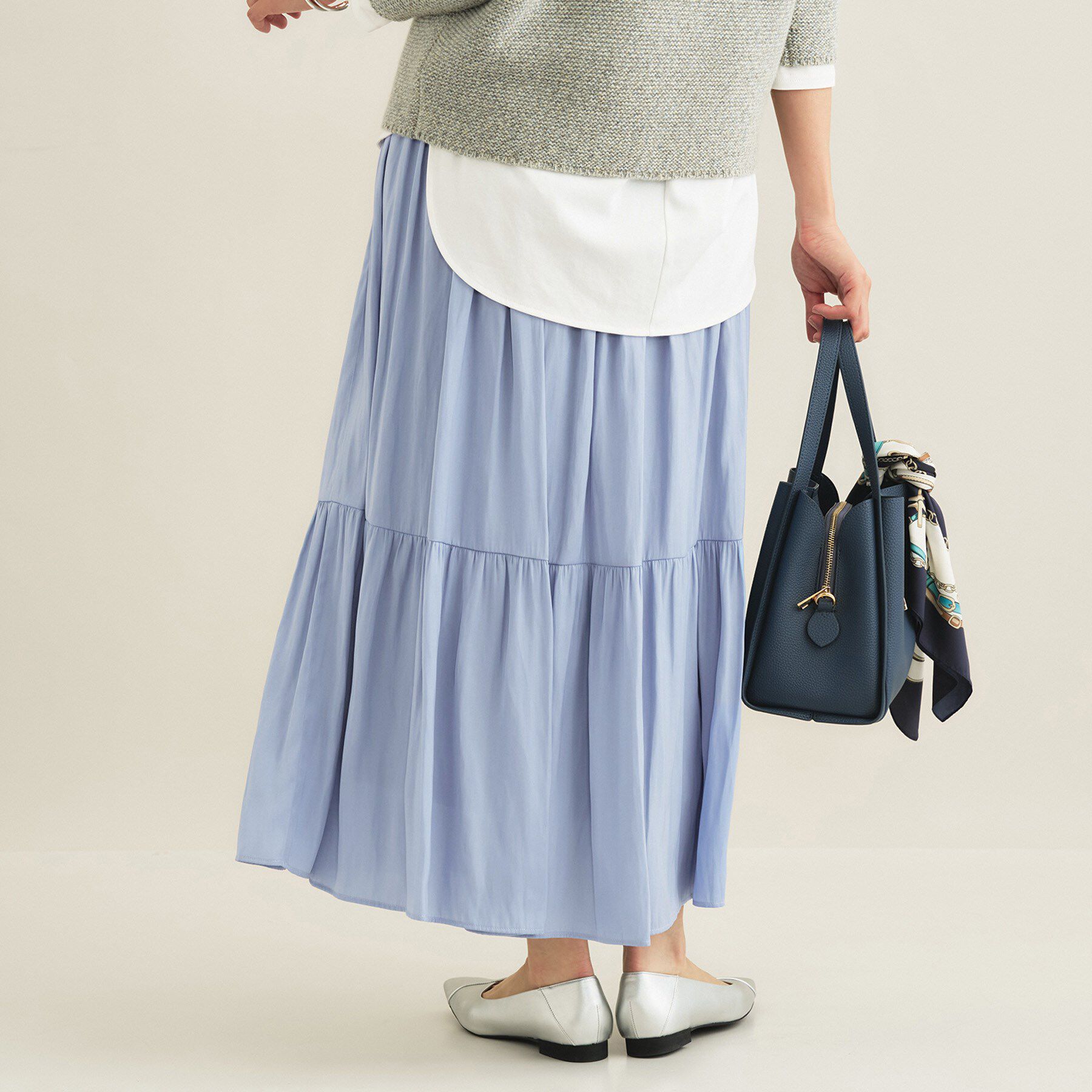 INDIVI「【洗える／丈調整可能】ギャザーフレアスカート」|スカート|