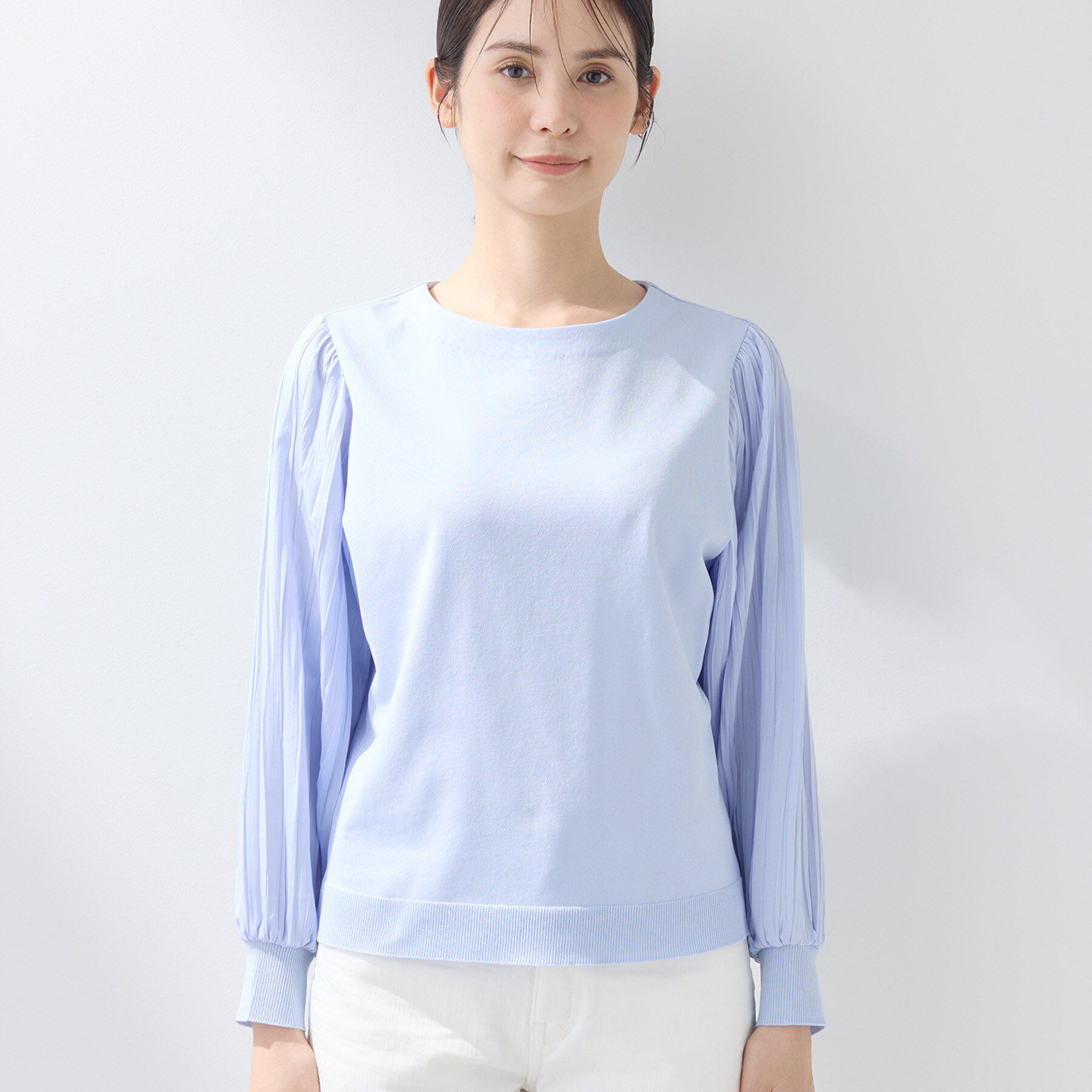 INDIVI「【洗える／華やか】袖プリーツニット」|ニット・セーター|