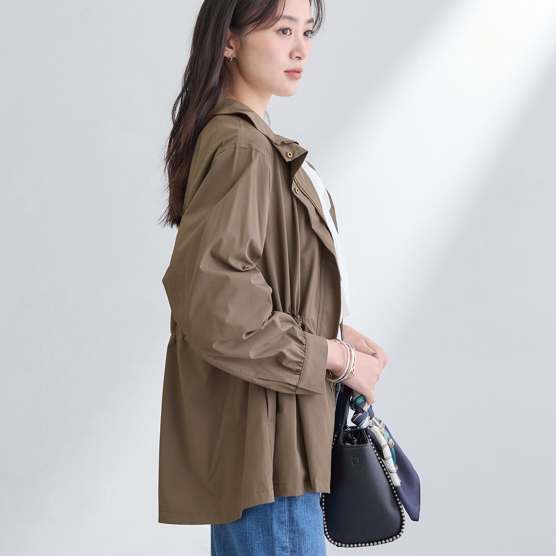 INDIVI「【撥水／フード取外し可】凹凸素材ブルゾン」|ブルゾン・スタジャン|