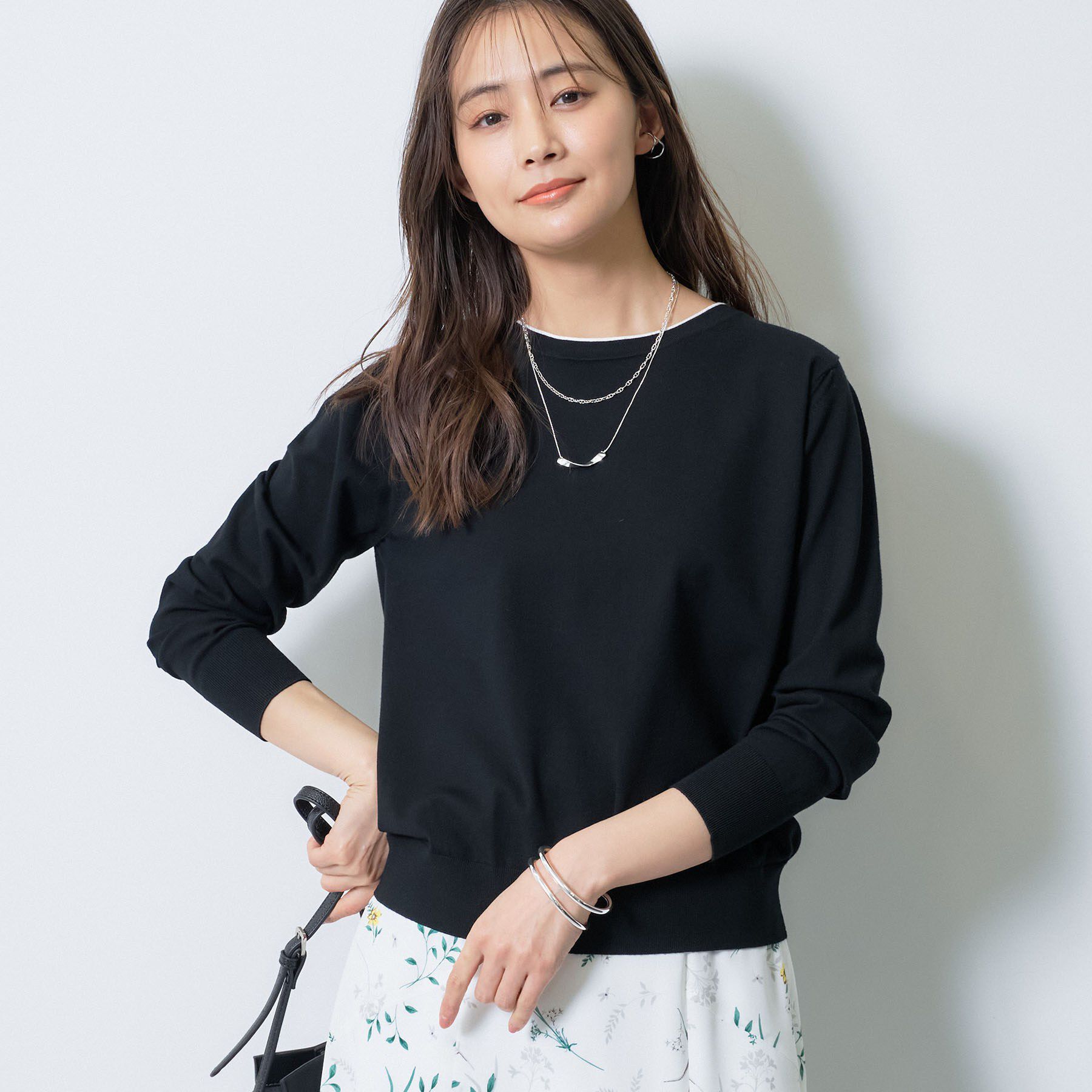 INDIVI「【洗える／アンサンブル可能】ドルマンスリーブニット」|ニット・セーター|ブラック(519)