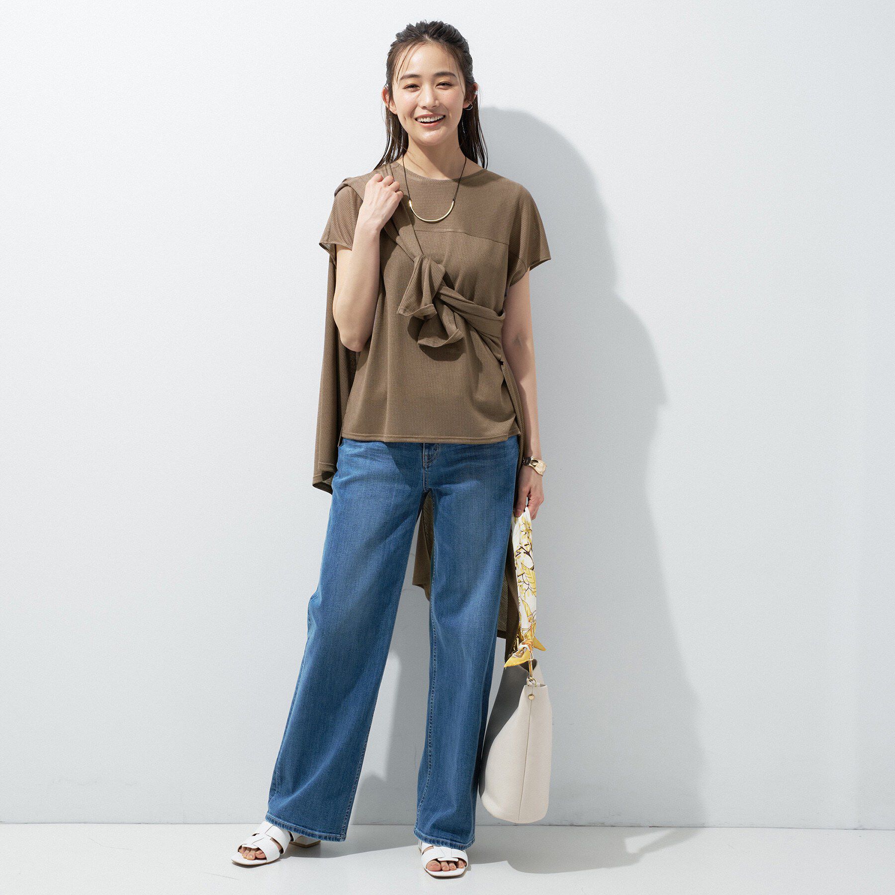 INDIVI「【洗える／アンサンブル可能】シアースストライプトップス」|Tシャツ・カットソー|