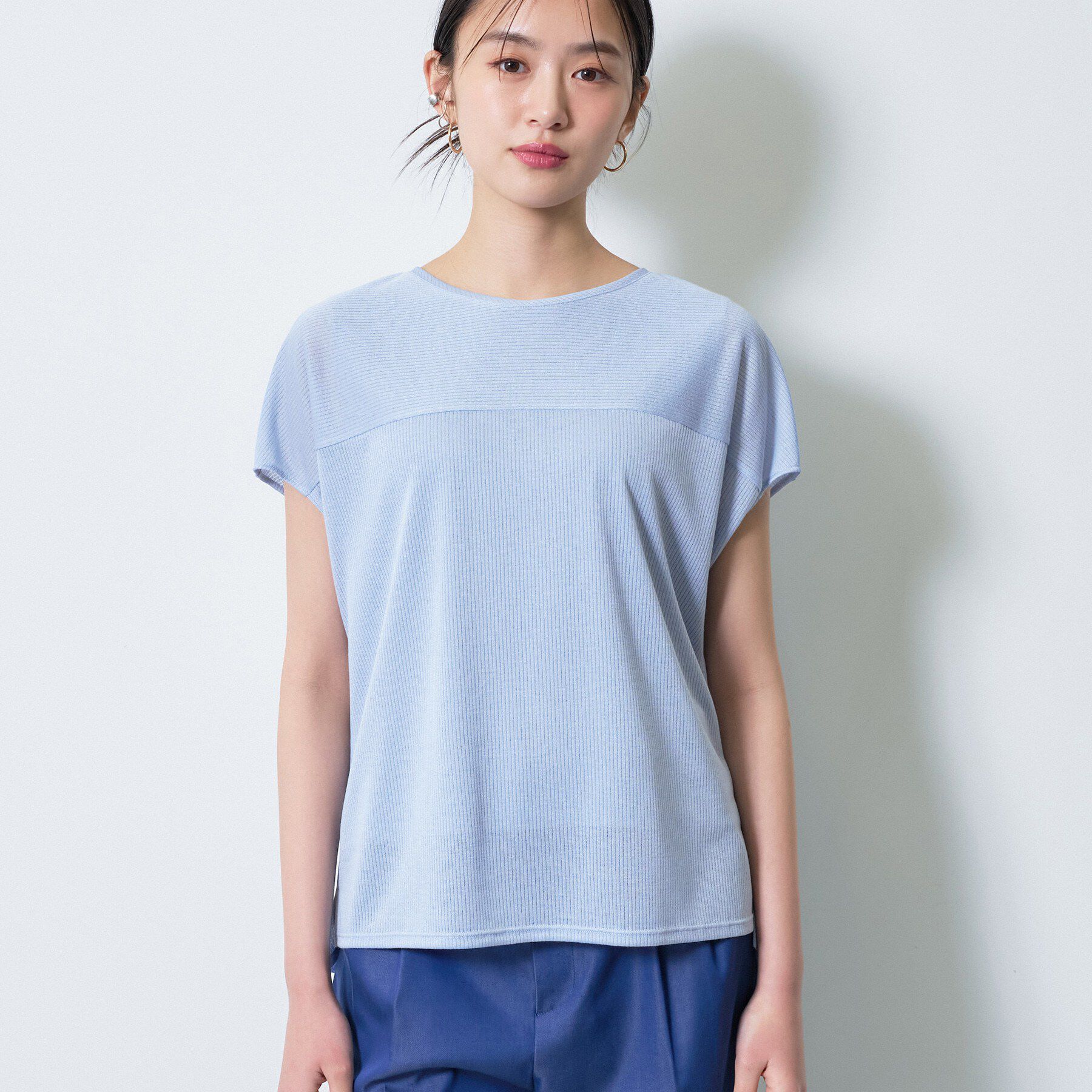 INDIVI「【洗える／アンサンブル可能】シアースストライプトップス」|Tシャツ・カットソー|