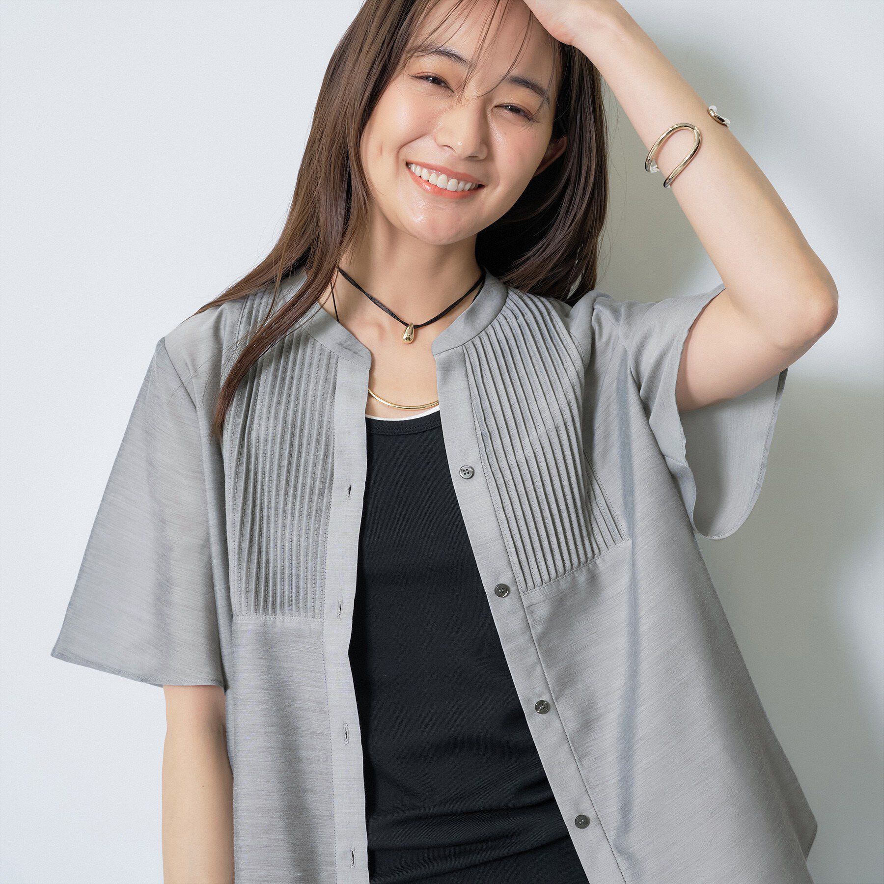 INDIVI「【洗える】シアーシャンブレーピンタックブラウス」|シャツ・ブラウス|