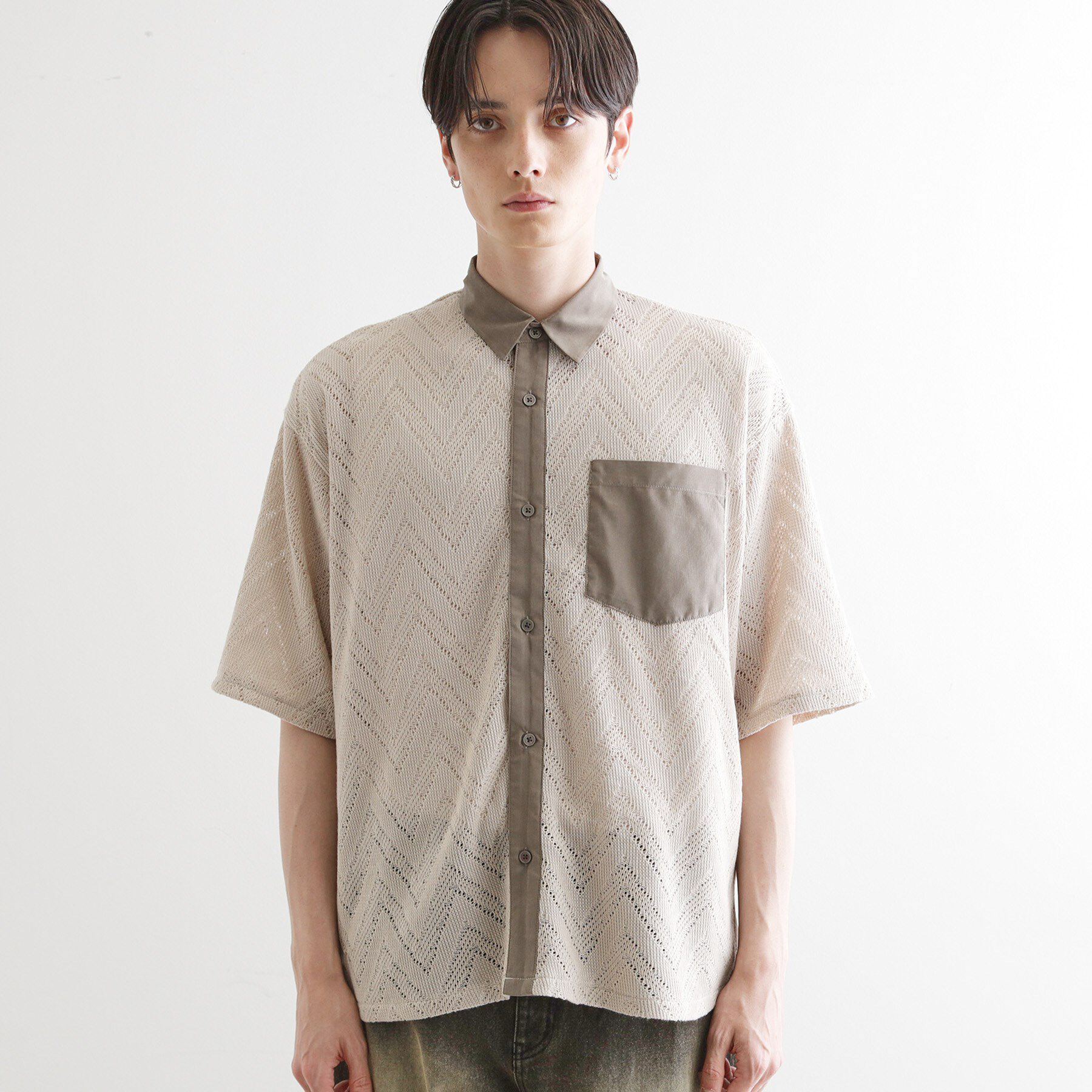tk.TAKEO KIKUCHI「ダブルレース5分袖シャツ」|シャツ・ブラウス|