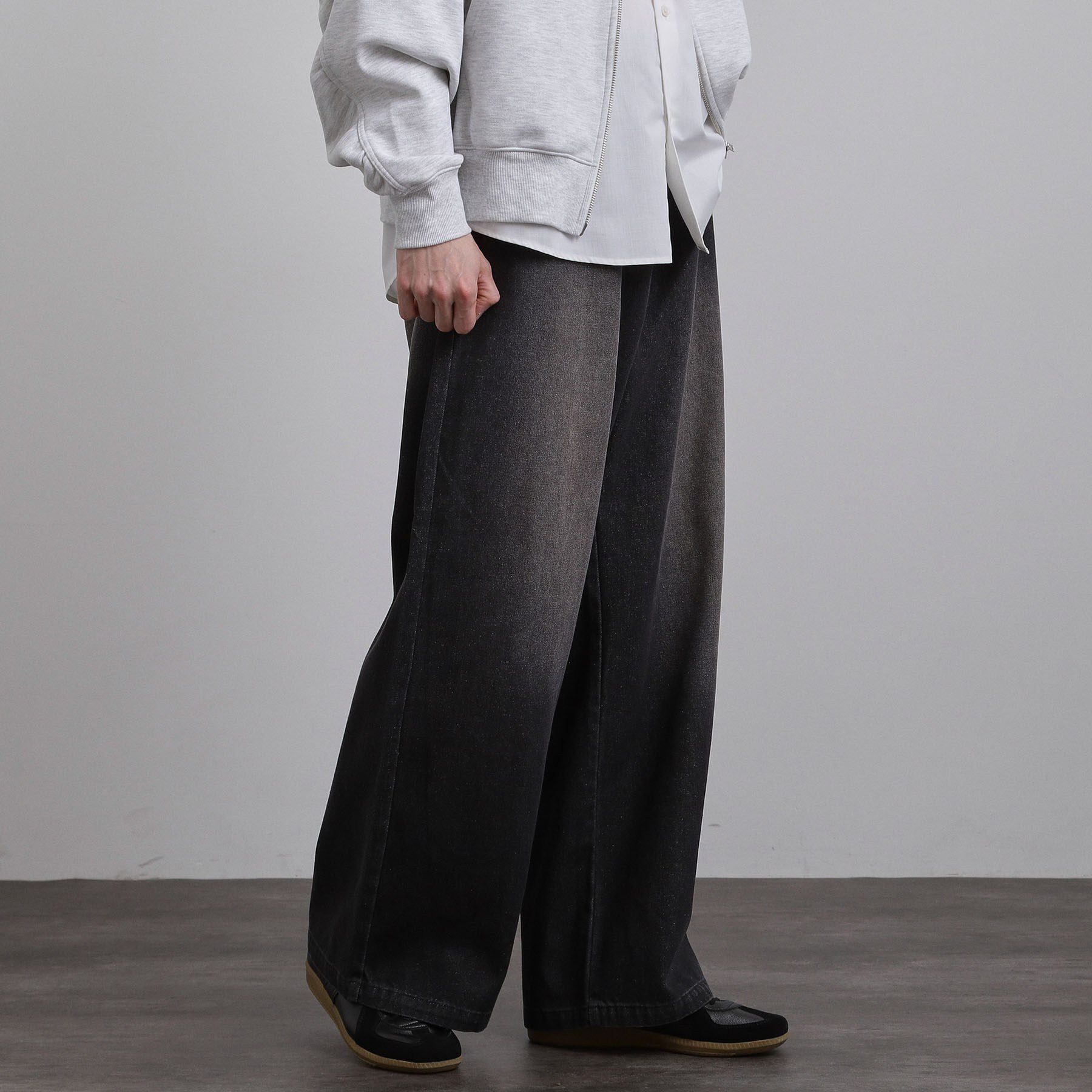 tk.TAKEO KIKUCHI「スーパーワイドバギーデニムパンツ」|デニム|チャコールグレー(0