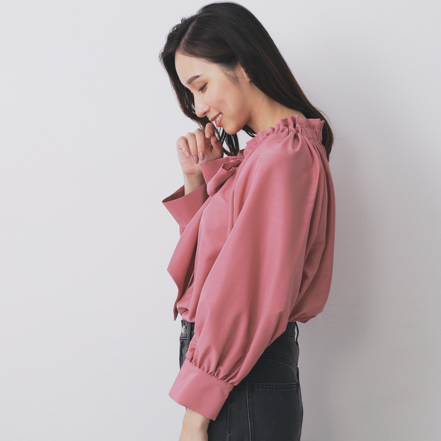 index「ボウタイフリルギャザーブラウス【洗濯機OK】」|シャツ・ブラウス|