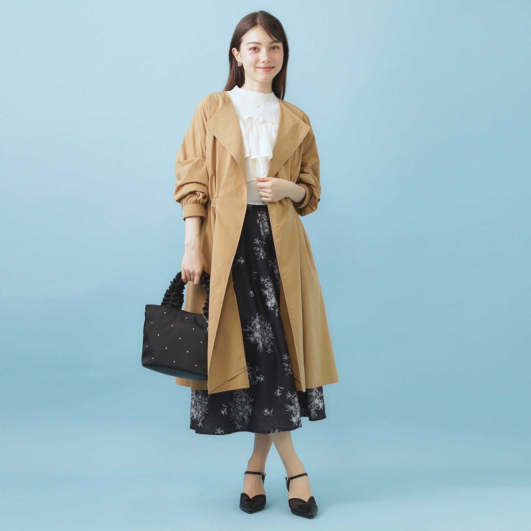 index「ヴィンテージクロスノーカラーロングコート【洗濯機OK/ストレッチ/イージーアイロン】」|ノーカラーコート|