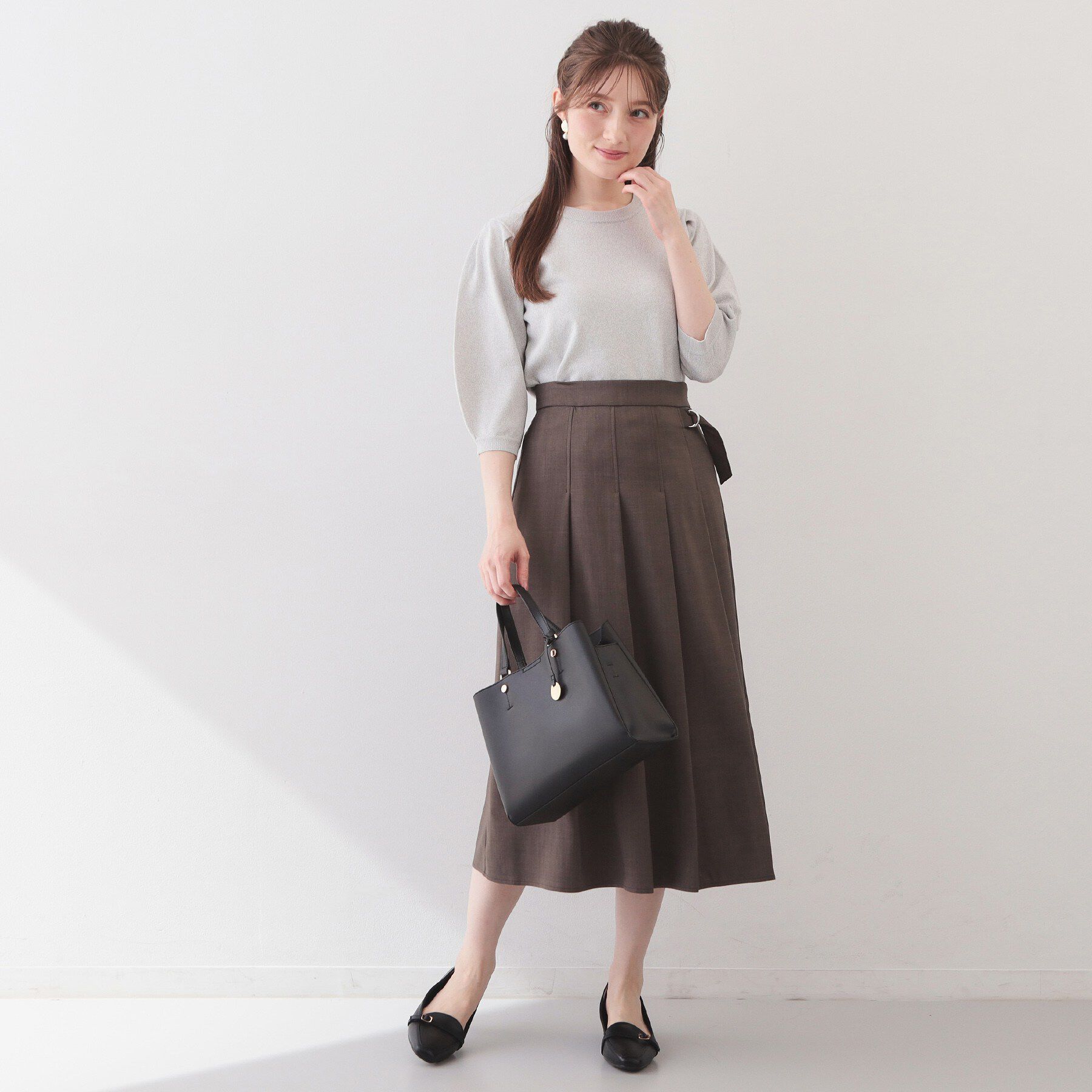 index「6分袖タックスリーブニット【洗濯機OK/UVケア】《XS～LL/9col》」|ニット・セーター|