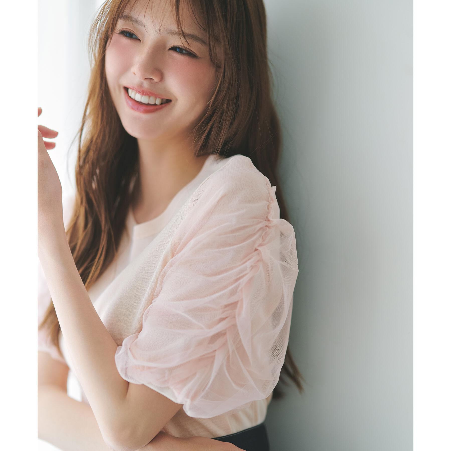 index「ギャザーチュールスリーブニット【洗濯機OK/坑ピル】」|ニット・セーター|