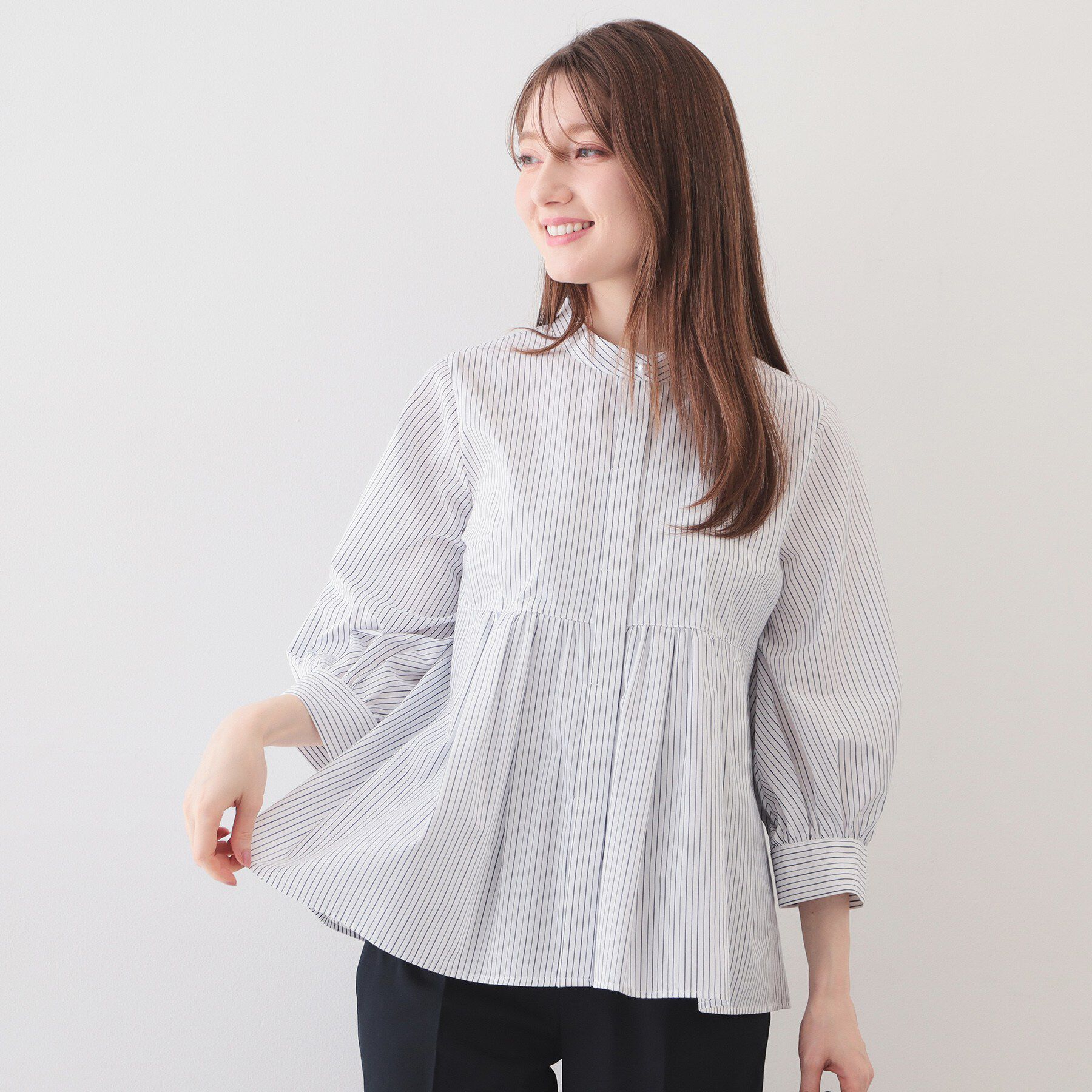 index「2WAYペプラムブラウス/ボウタイ取り外し可【洗濯機OK/イージーアイロン/防シワ】《XS～LL/8」|シャツ・ブラウス|