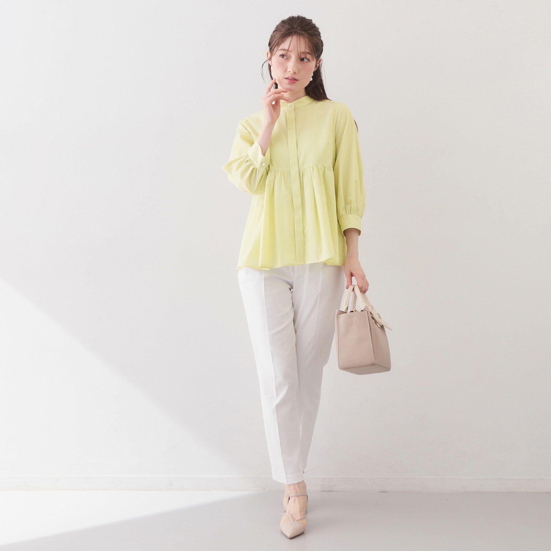 index「2WAYペプラムブラウス/ボウタイ取り外し可【洗濯機OK/イージーアイロン/防シワ】《XS～LL/8」|シャツ・ブラウス|