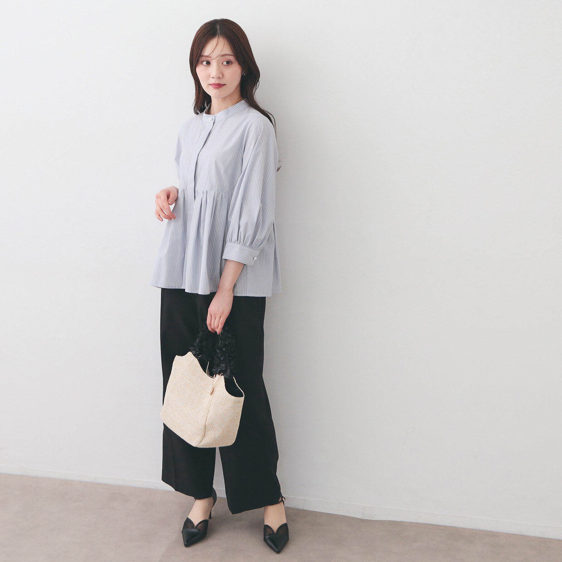 index「2WAYペプラムブラウス/ボウタイ取り外し可【洗濯機OK/イージーアイロン/防シワ】《XS～LL/8」|シャツ・ブラウス|