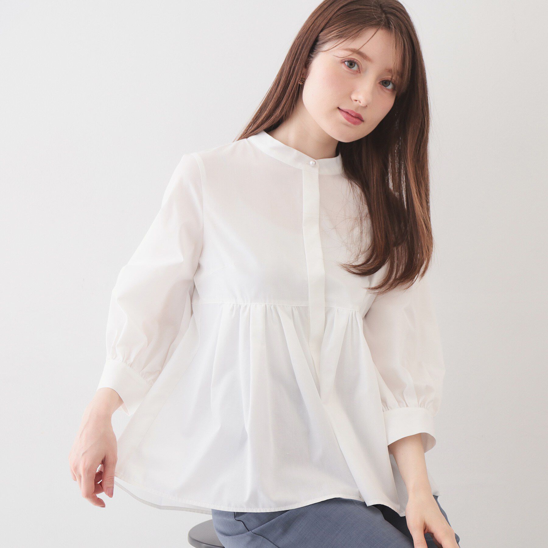 index「2WAYペプラムブラウス/ボウタイ取り外し可【洗濯機OK/イージーアイロン/防シワ】《XS～LL/8」|シャツ・ブラウス|