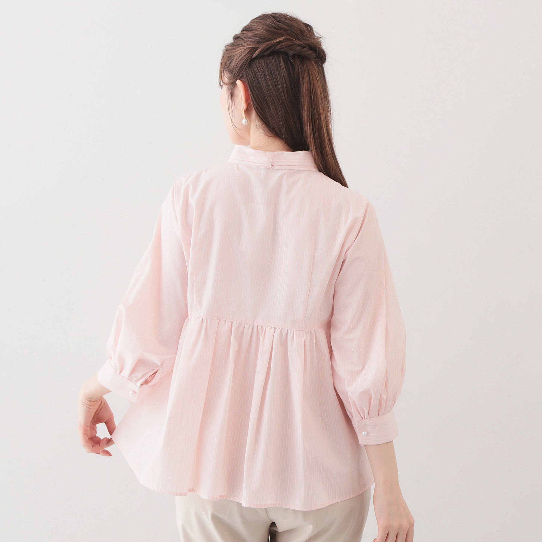 index「2WAYペプラムブラウス/ボウタイ取り外し可【洗濯機OK/イージーアイロン/防シワ】《XS～LL/8」|シャツ・ブラウス|