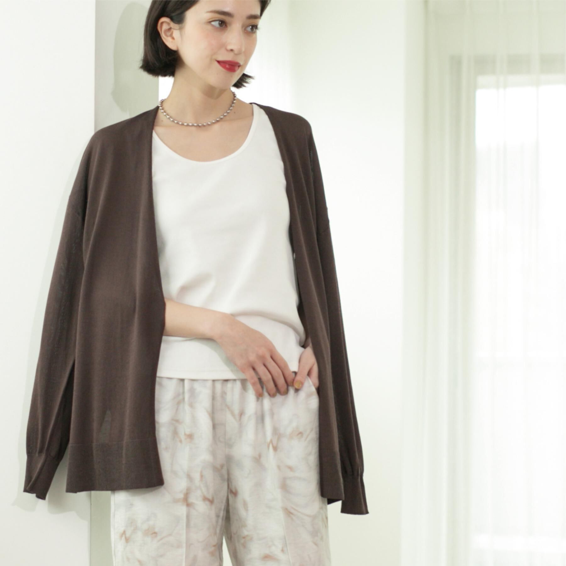 OPAQUE.CLIP「ミドル丈ニットカーディガン【抗ピル/洗濯機洗い可/接触冷感】」|カーディガン|