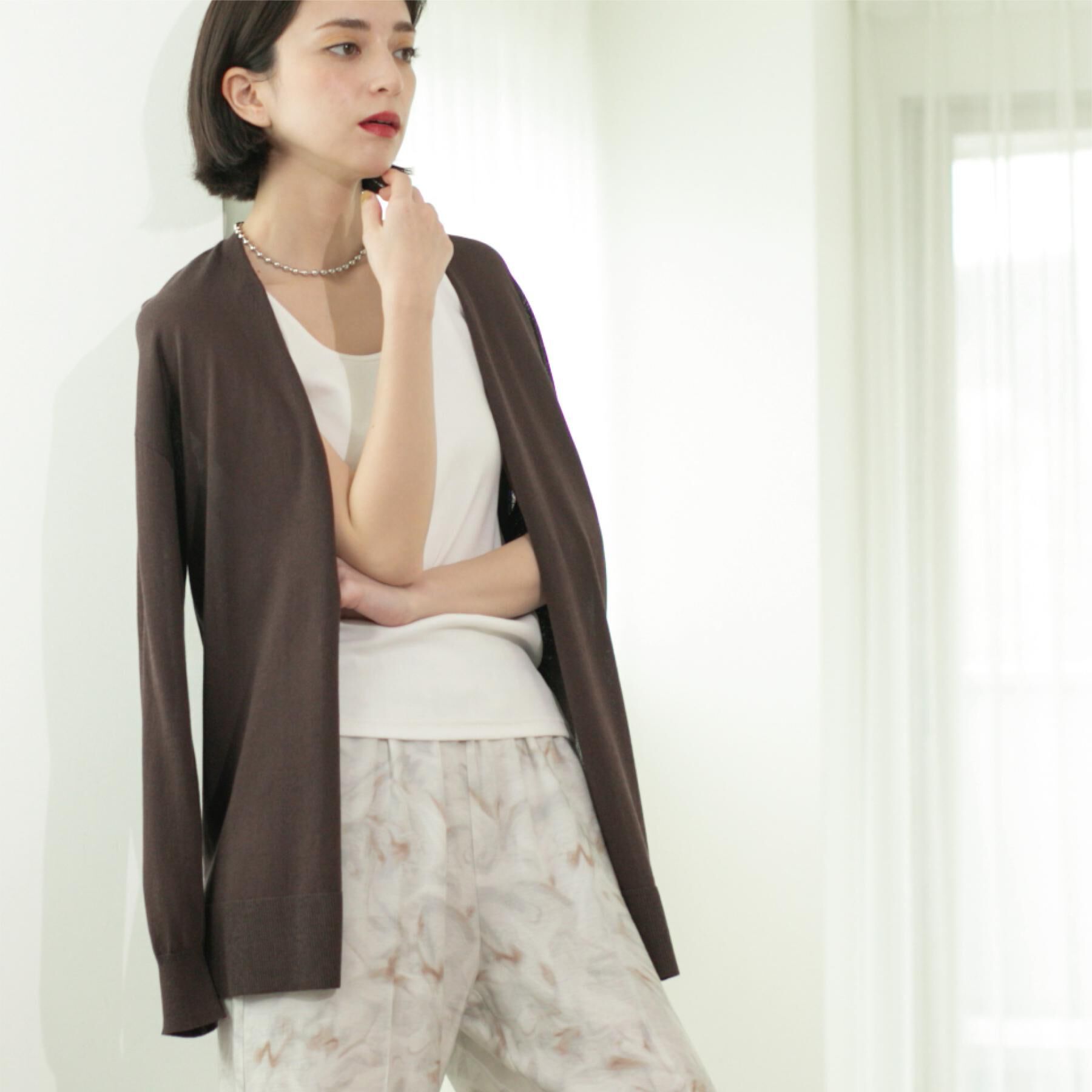 OPAQUE.CLIP「ミドル丈ニットカーディガン【抗ピル/洗濯機洗い可/接触冷感】」|カーディガン|