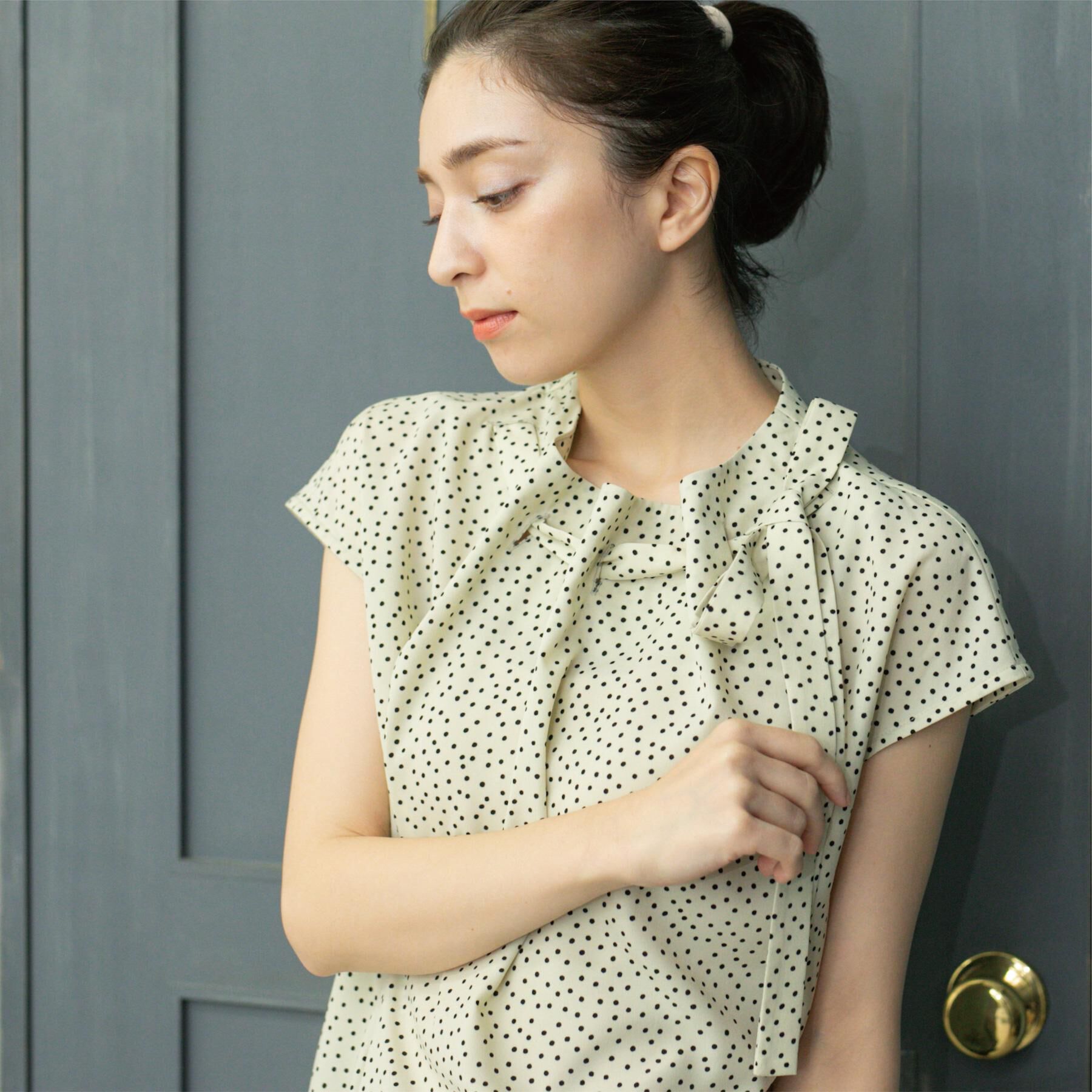 OPAQUE.CLIP「ラッピングボウタイドットブラウス【洗濯機洗い可】」|シャツ・ブラウス|アイボリー(104)
