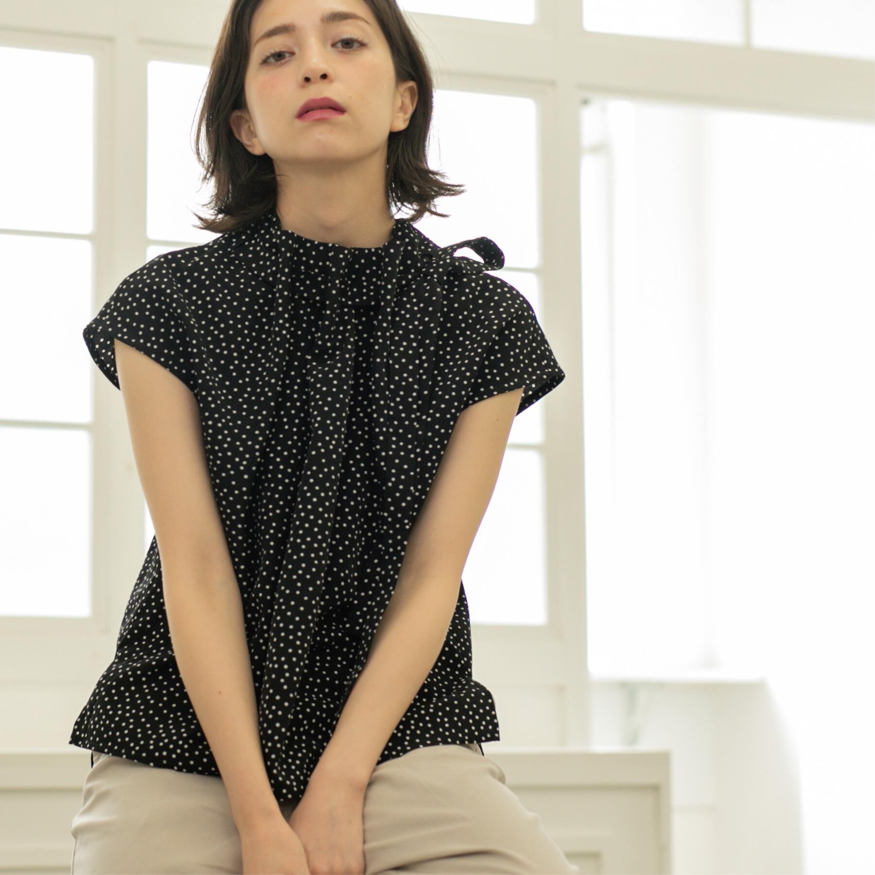 OPAQUE.CLIP「ラッピングボウタイドットブラウス【洗濯機洗い可】」|シャツ・ブラウス|