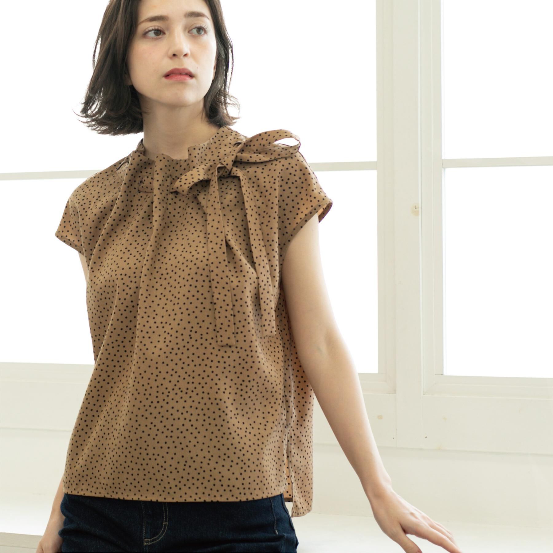 OPAQUE.CLIP「ラッピングボウタイドットブラウス【洗濯機洗い可】」|シャツ・ブラウス|