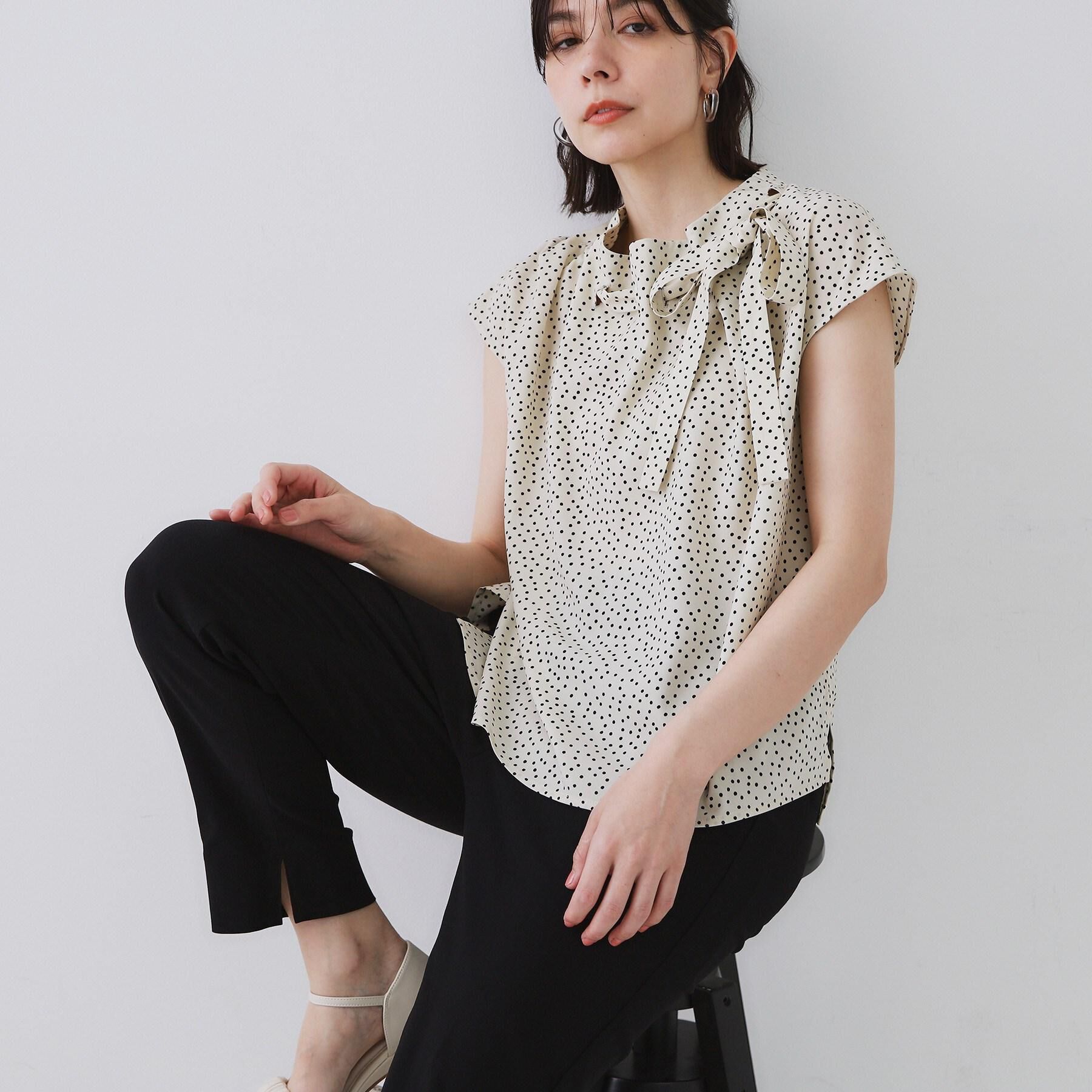 OPAQUE.CLIP「ラッピングボウタイドットブラウス【洗濯機洗い可】」|シャツ・ブラウス|