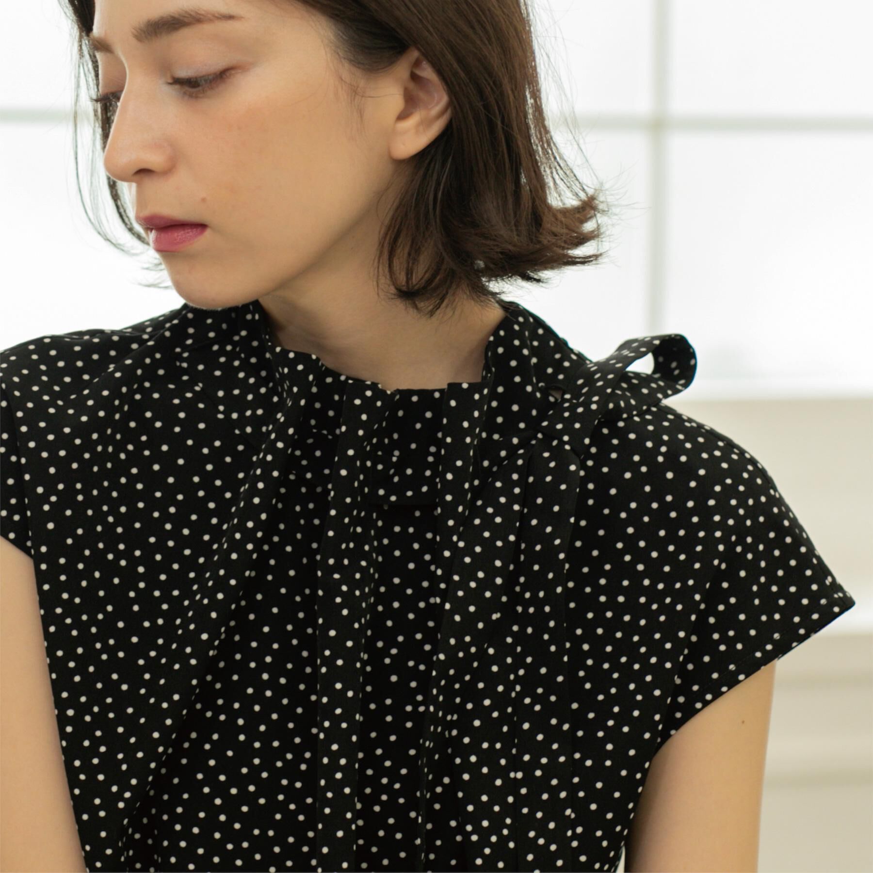 OPAQUE.CLIP「ラッピングボウタイドットブラウス【洗濯機洗い可】」|シャツ・ブラウス|