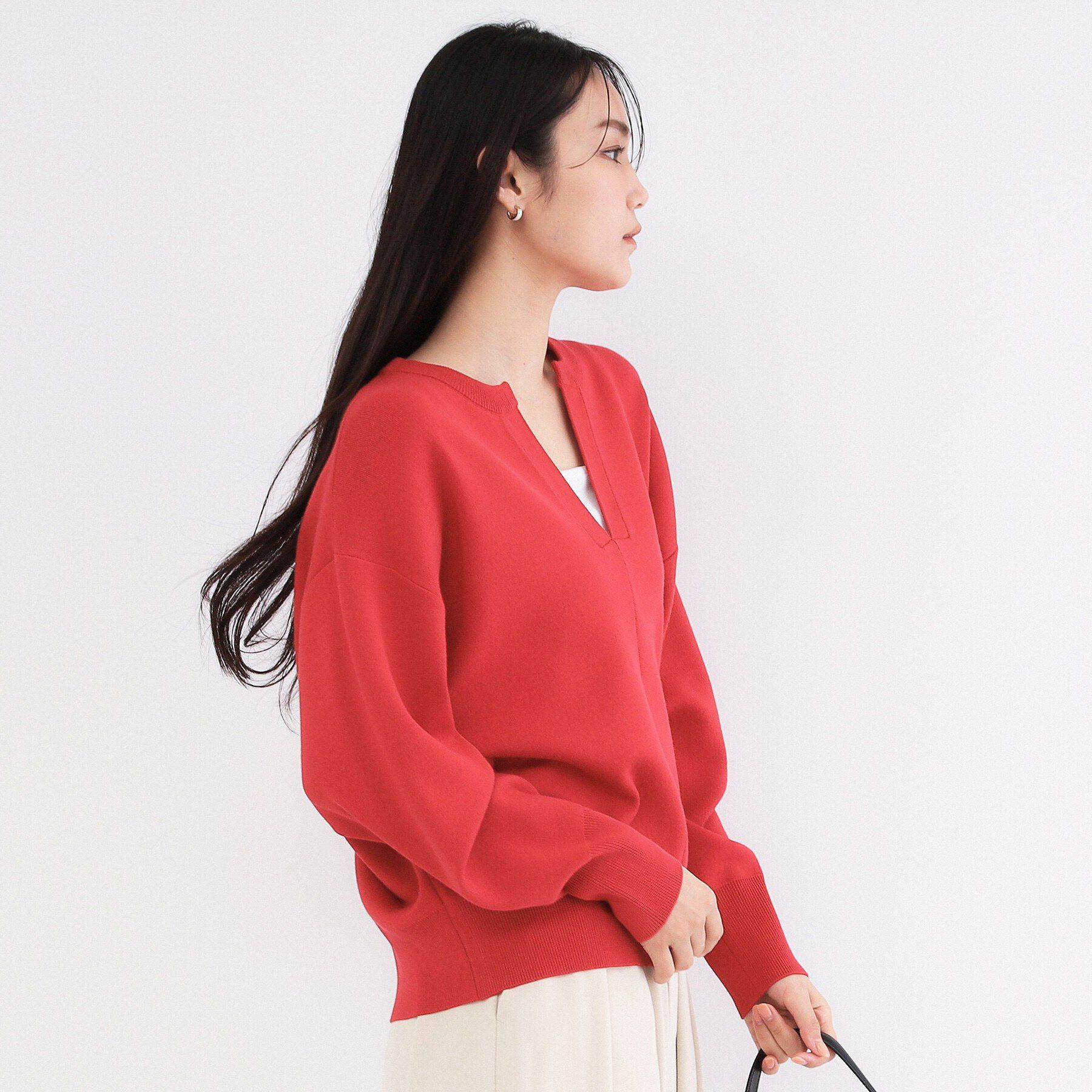 OPAQUE.CLIP「キーネックデザインニット【洗濯機OK】」|ニット・セーター|