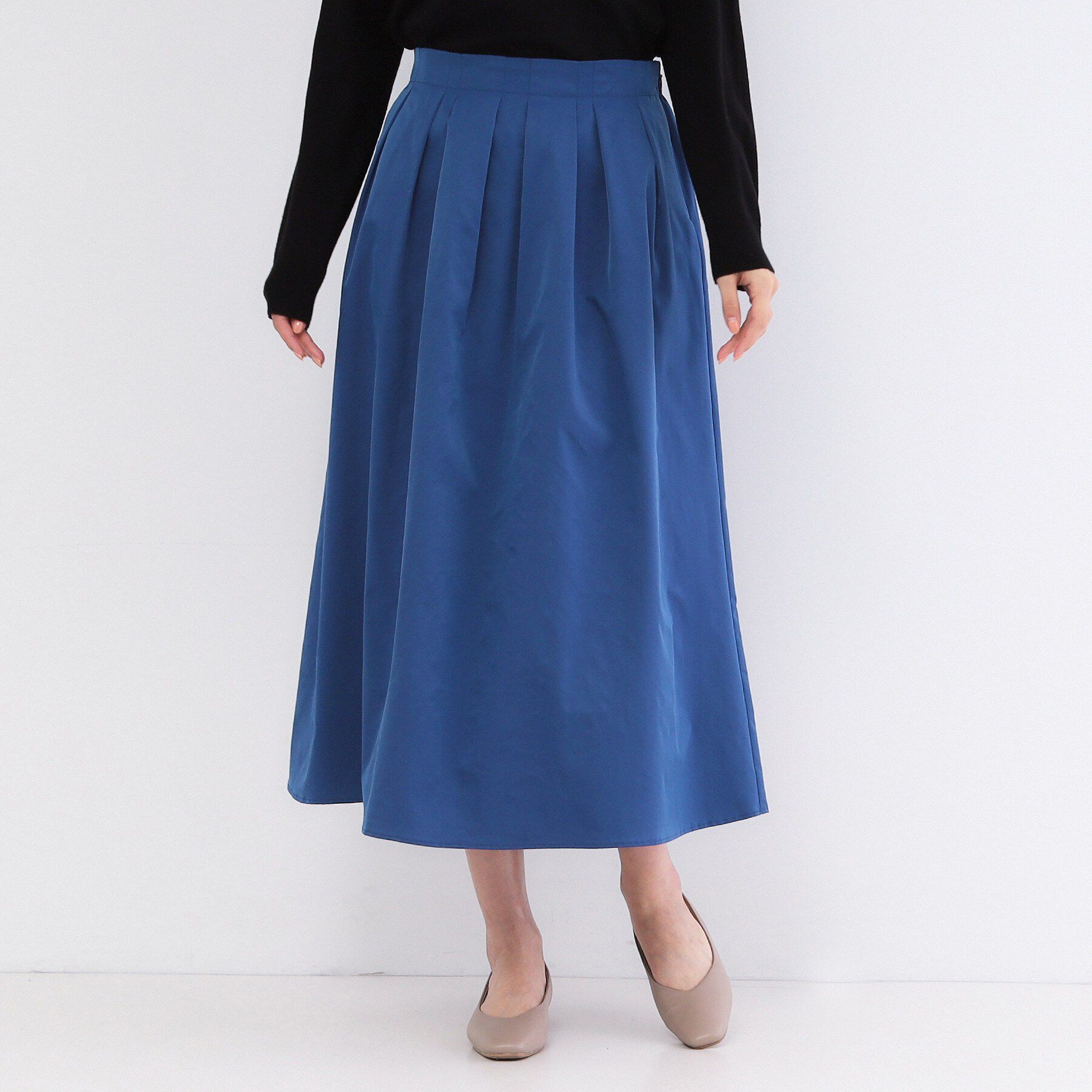 OPAQUE.CLIP「シャンブレータフタタックフレアスカート【洗濯機OK】」|スカート|