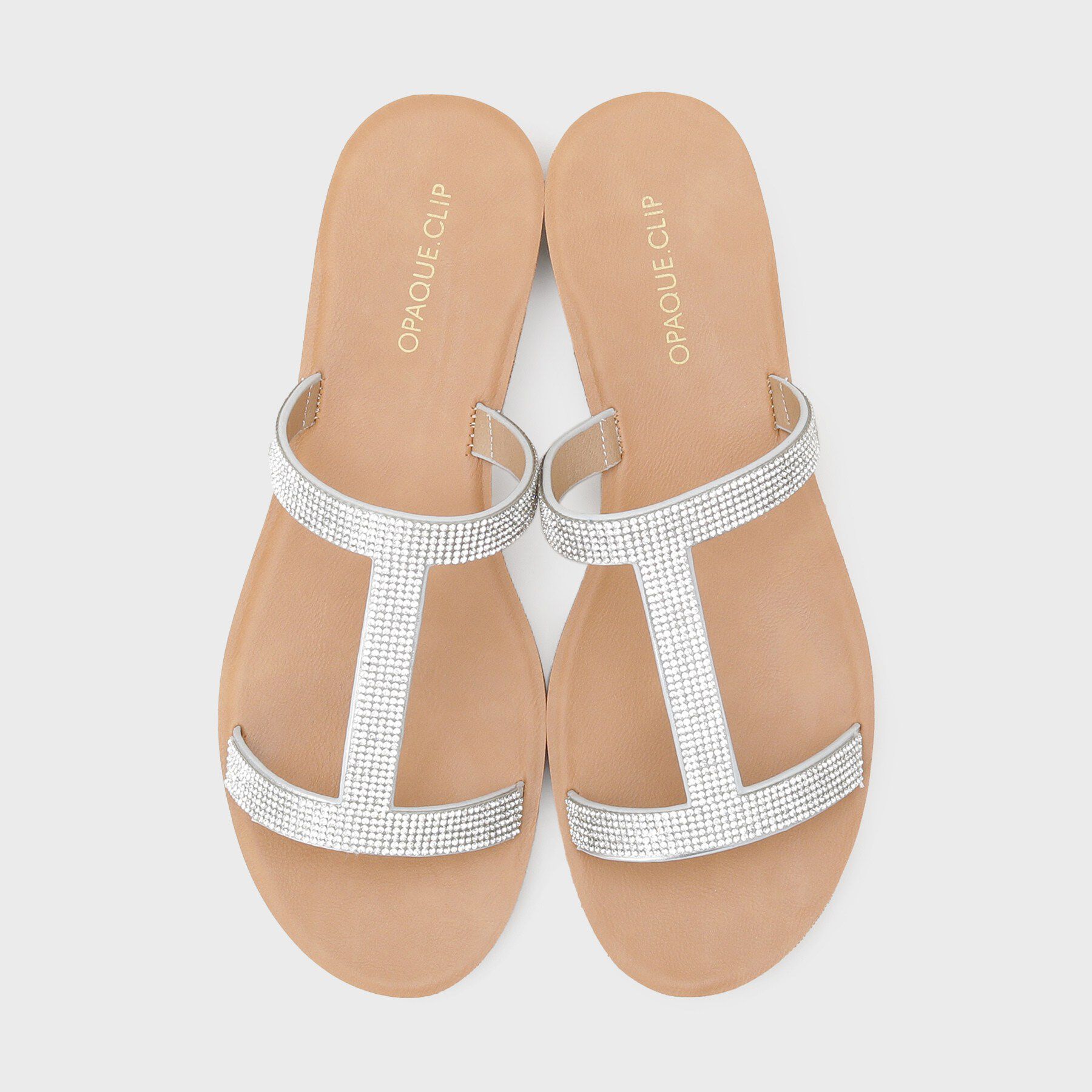 OPAQUE.CLIP「ラインストーンI字ストラップサンダル」|サンダル|