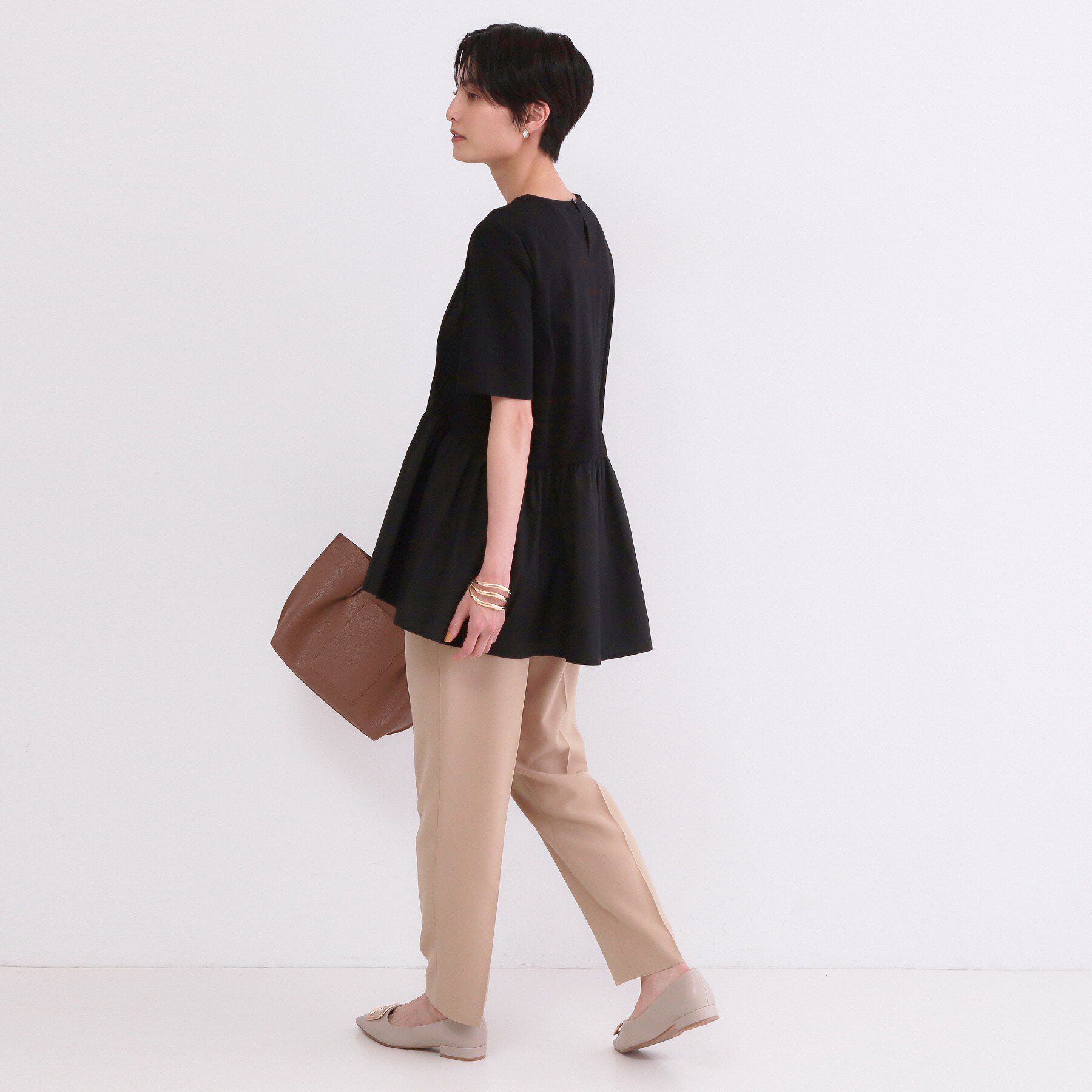 OPAQUE.CLIP「ペプラムドッキングカットソー【洗濯機OK】」|Tシャツ・カットソー|