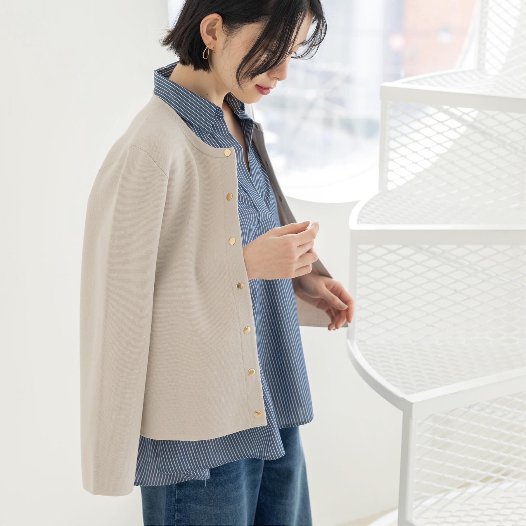 OPAQUE.CLIP「スナップボタンニットカーディガン【洗濯機OK/抗ピル】」|カーディガン|