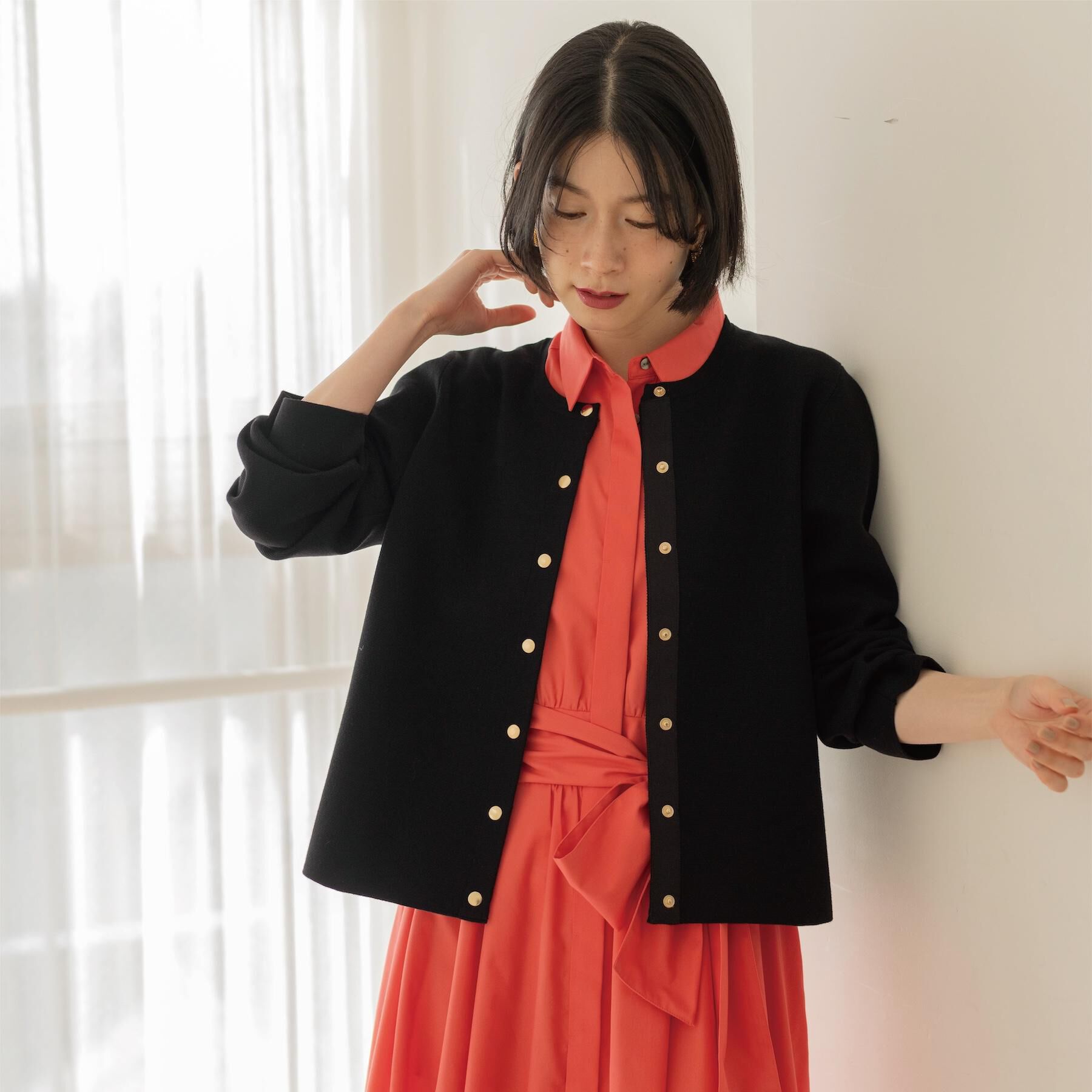 OPAQUE.CLIP「スナップボタンニットカーディガン【洗濯機OK/抗ピル】」|カーディガン|