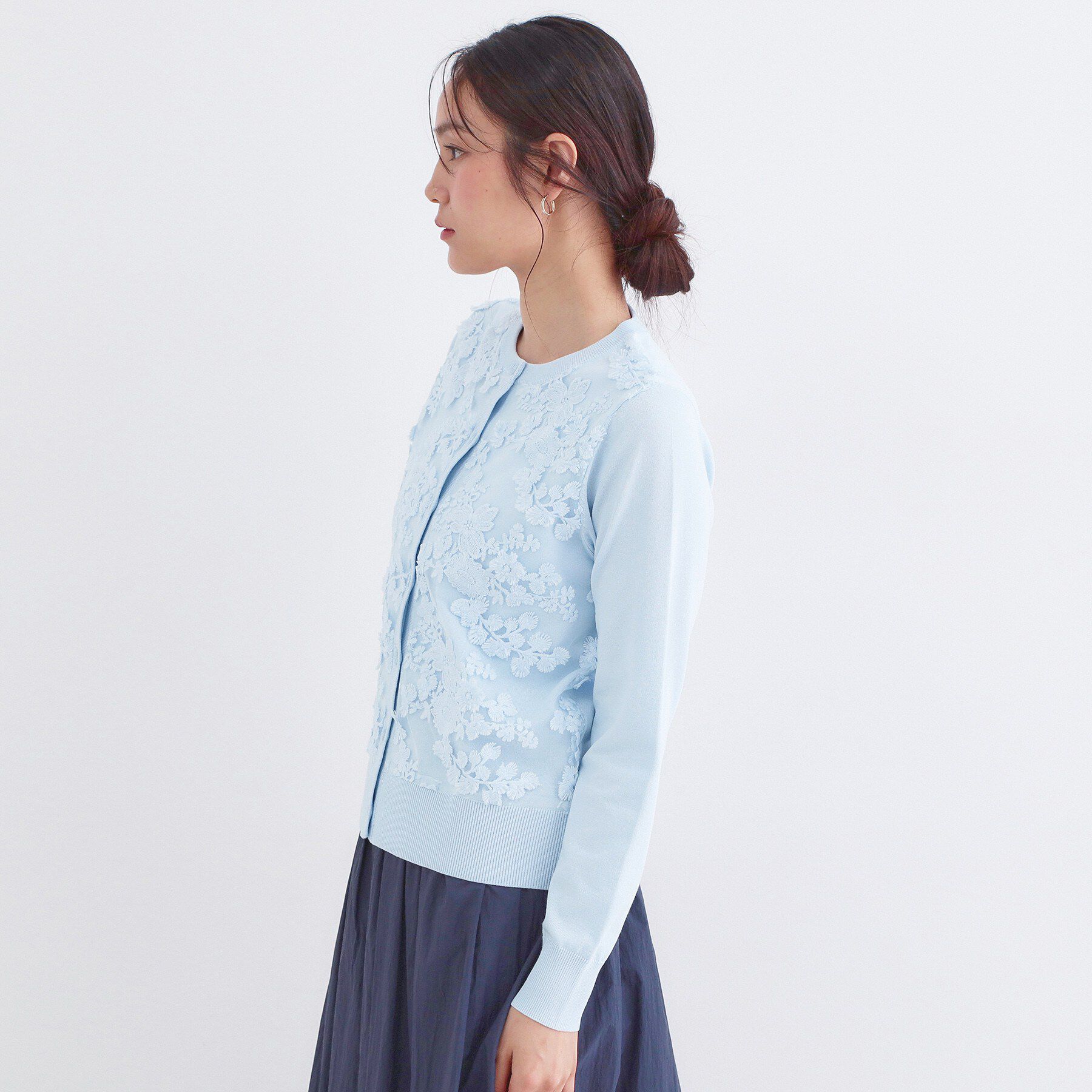 OPAQUE.CLIP「チュールレースニットカーディガン【洗える】」|カーディガン|