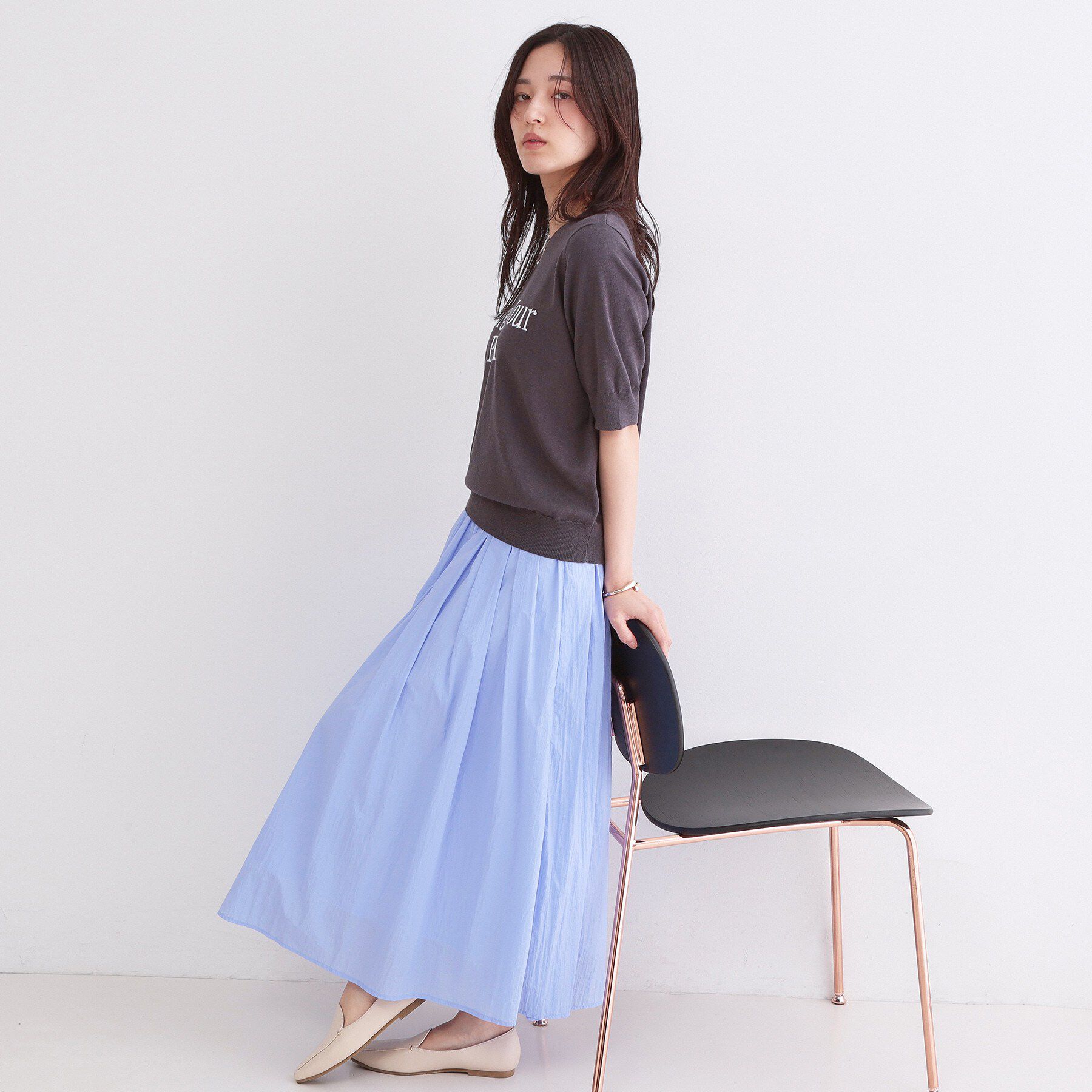 OPAQUE.CLIP「シアーヴィンテージイージーフレアスカート【洗濯機OK】」|スカート|