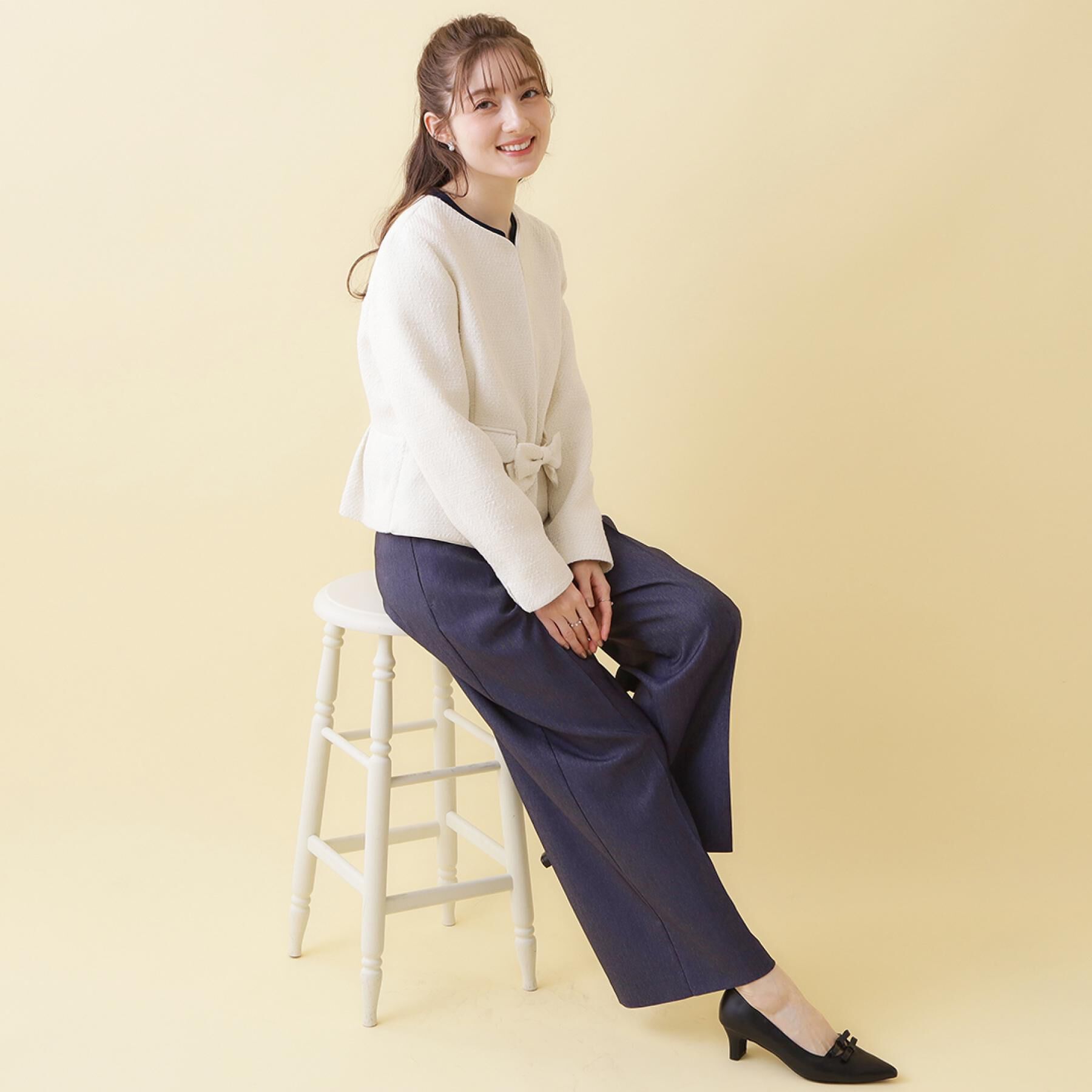 Couture broach「【ハレの日・通勤】カルゼスラブツイードジャケット」|ノーカラージャケット|