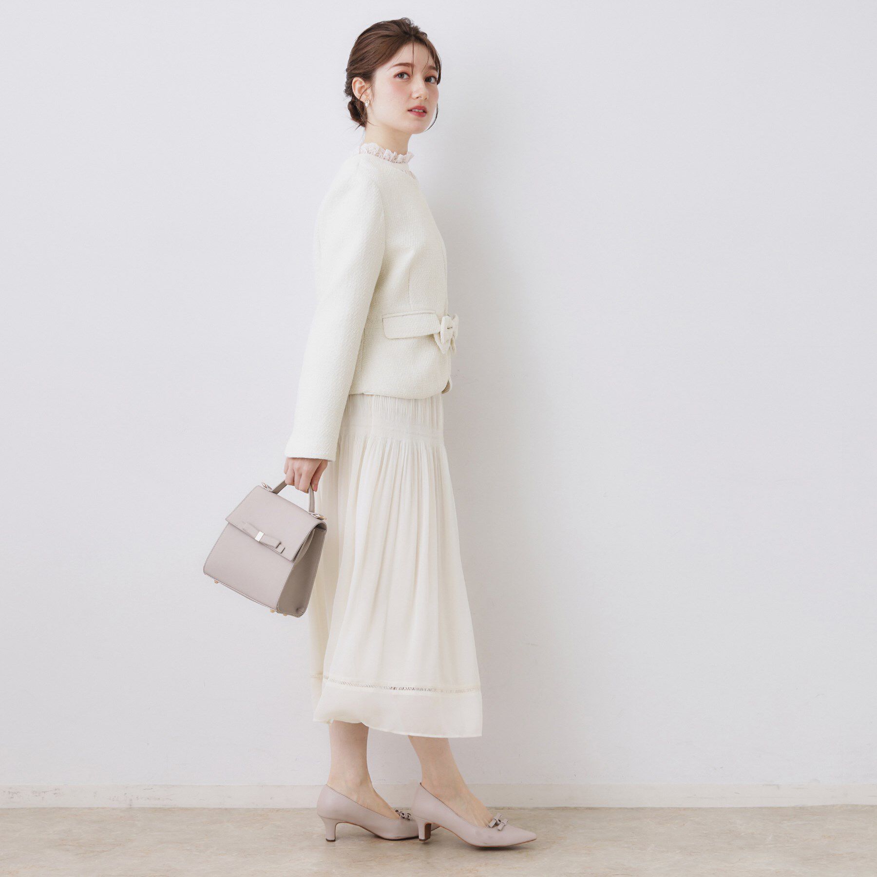 Couture broach「【ハレの日・通勤】カルゼスラブツイードジャケット」|ノーカラージャケット|