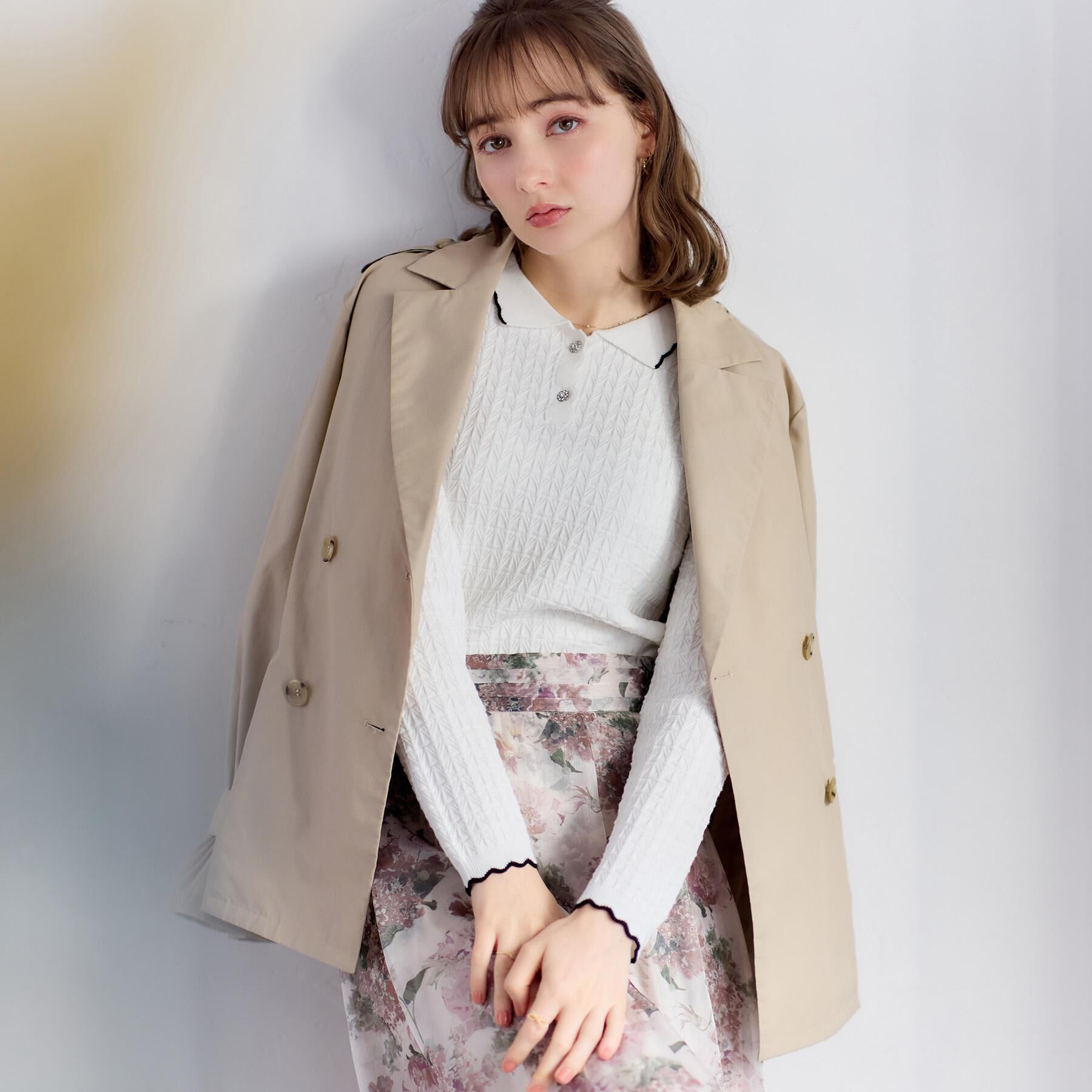 Couture broach「【撥水・洗える】ハーフ トレンチコート」|トレンチコート|