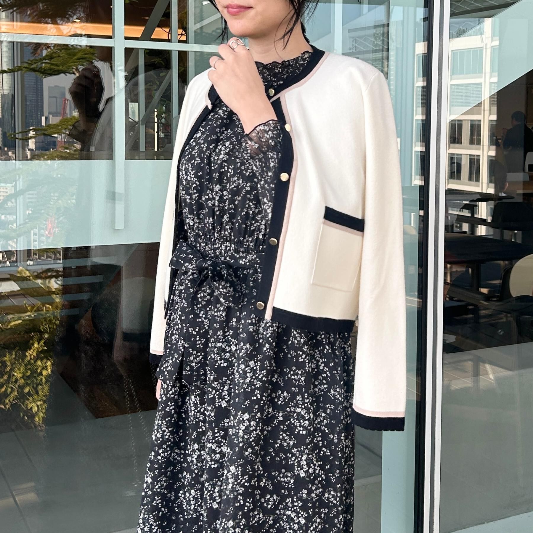 Couture broach「【洗える・着映え】楊柳小花シャーリングワンピース」|ワンピース|