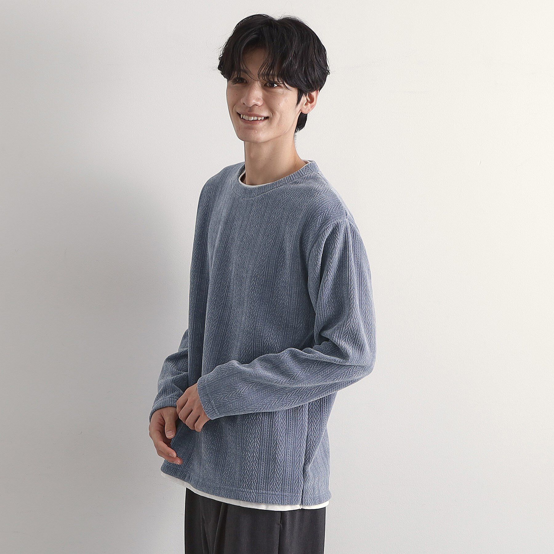 THE SHOP TK「【心地良い、滑らかさ】レイヤード風ケーブル ニットソー 【洗濯機OK】」|Tシャツ・カットソー|