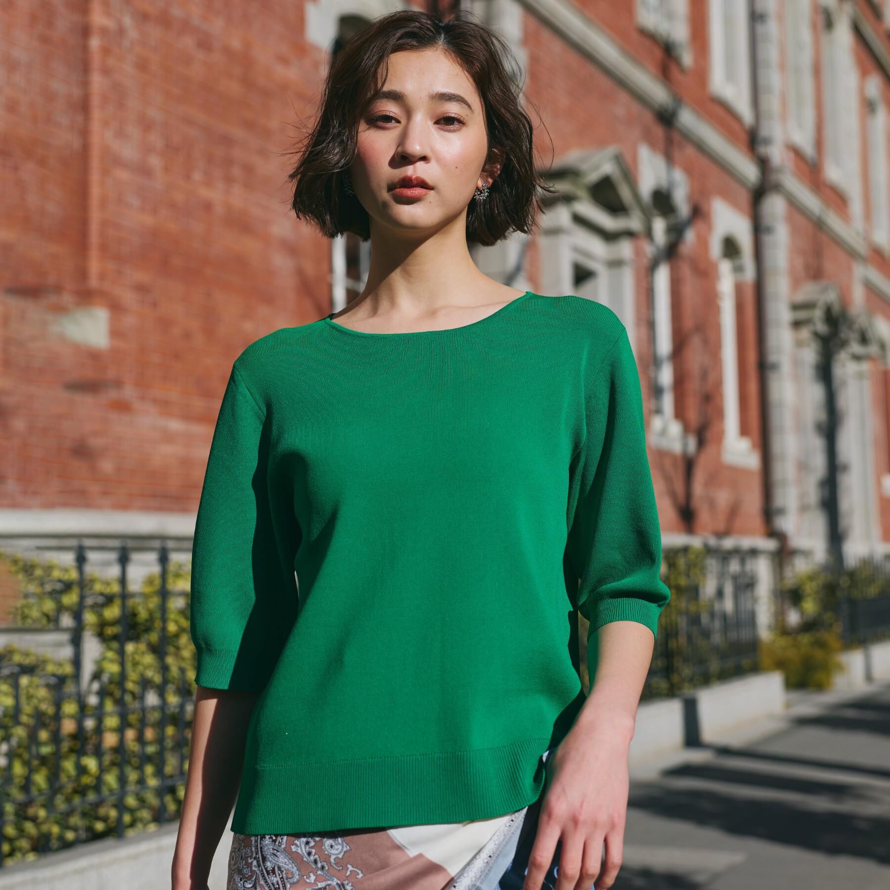 THE SHOP TK「【ひんやりタッチ】多機能6分袖プルオーバー 洗濯機OK/UVケア/毛玉になりにくい」|ニット・セーター|