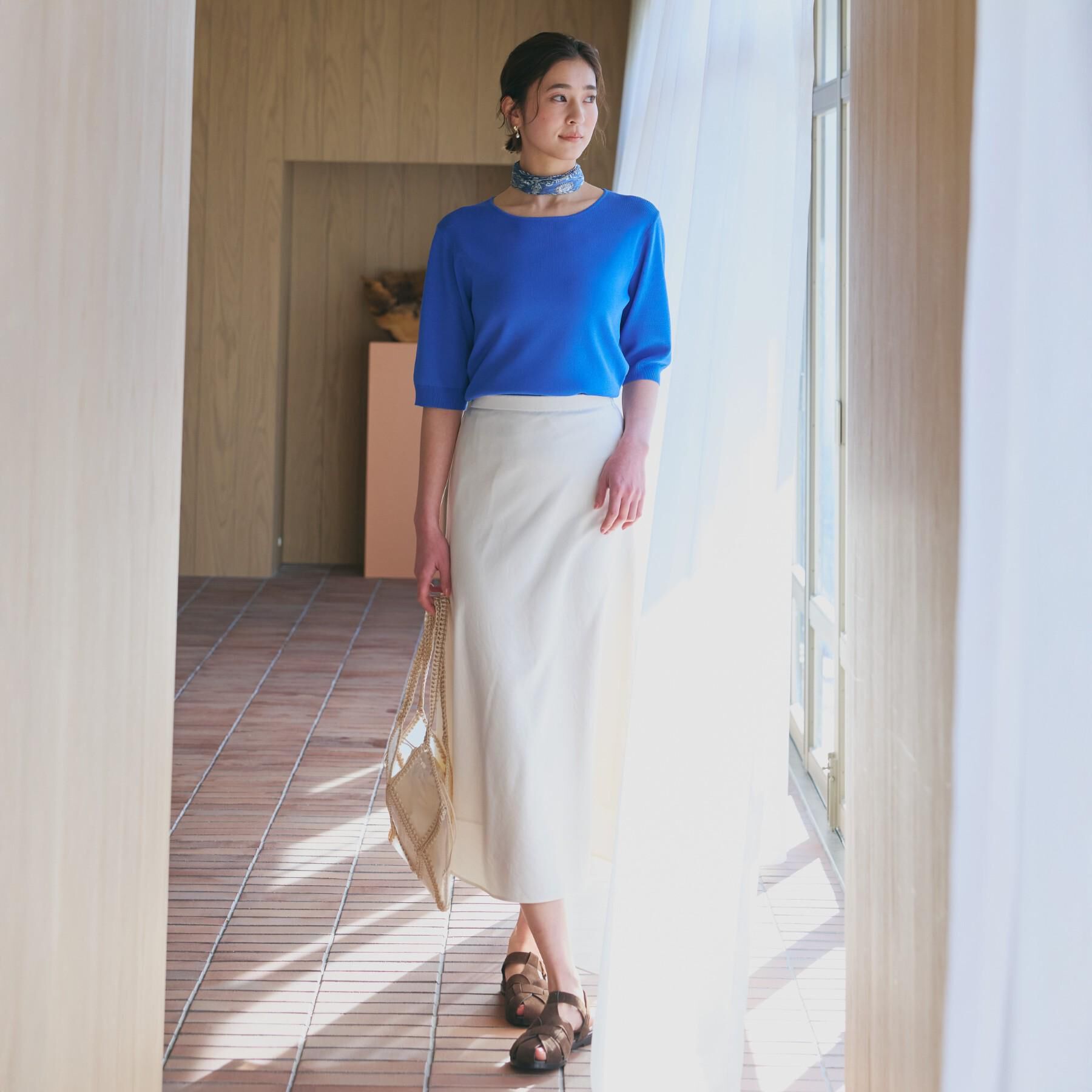 THE SHOP TK「【ひんやりタッチ】多機能6分袖プルオーバー 洗濯機OK/UVケア/毛玉になりにくい」|ニット・セーター|