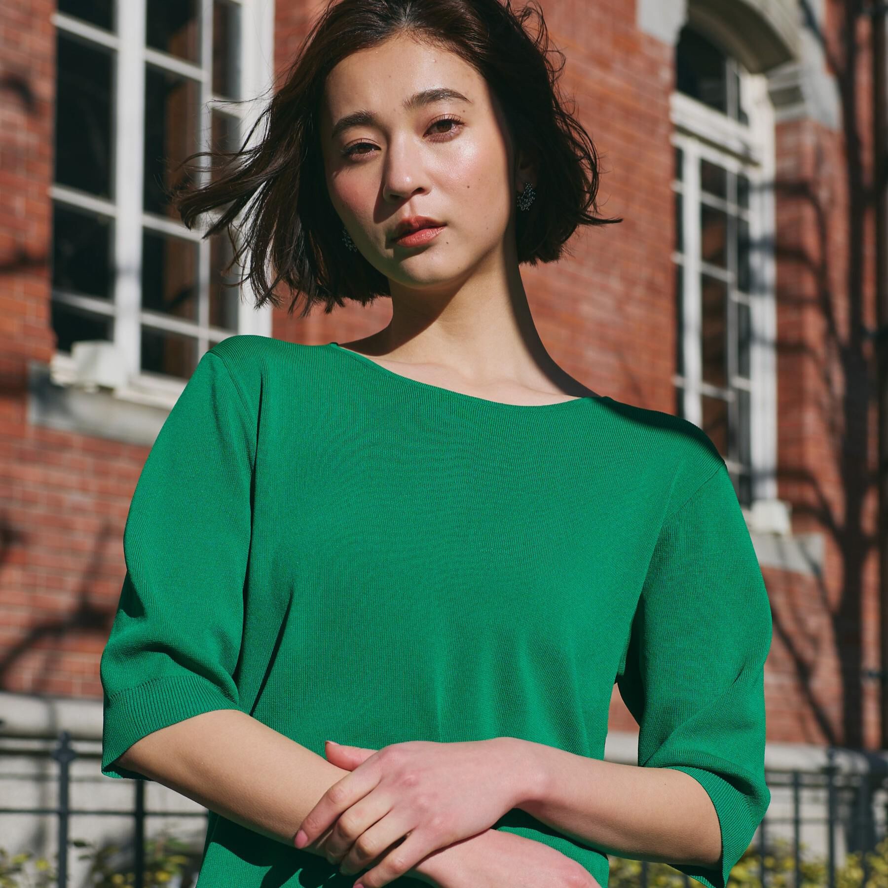 THE SHOP TK「【ひんやりタッチ】多機能6分袖プルオーバー 洗濯機OK/UVケア/毛玉になりにくい」|ニット・セーター|