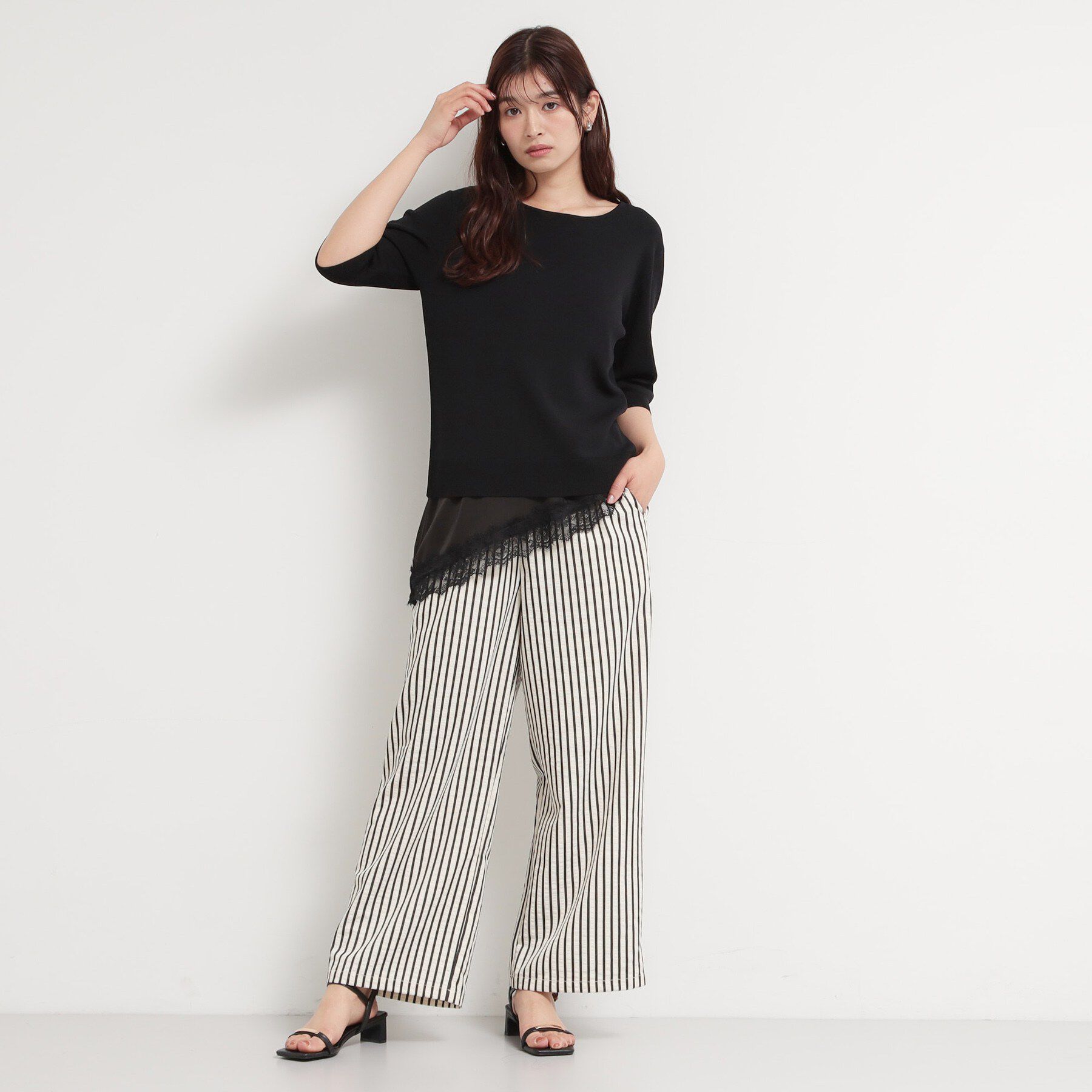 THE SHOP TK「【ひんやりタッチ】多機能6分袖プルオーバー 洗濯機OK/UVケア/毛玉になりにくい」|ニット・セーター|