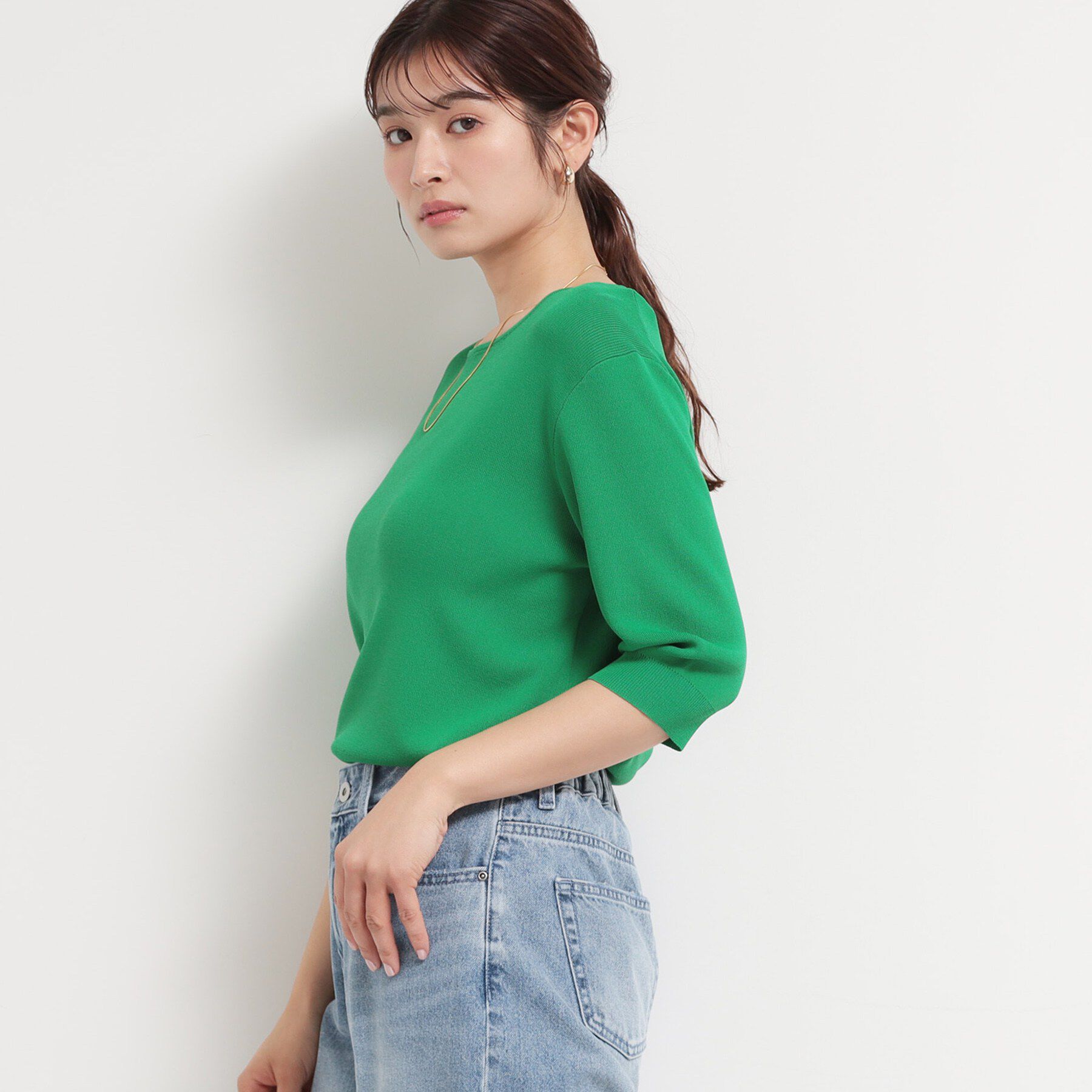 THE SHOP TK「【ひんやりタッチ】多機能6分袖プルオーバー 洗濯機OK/UVケア/毛玉になりにくい」|ニット・セーター|