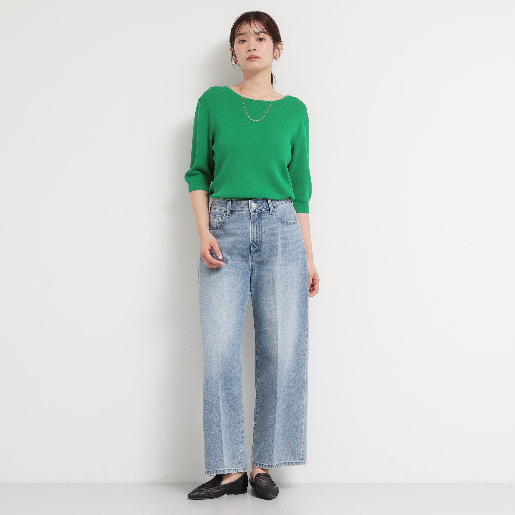 THE SHOP TK「【ひんやりタッチ】多機能6分袖プルオーバー 洗濯機OK/UVケア/毛玉になりにくい」|ニット・セーター|