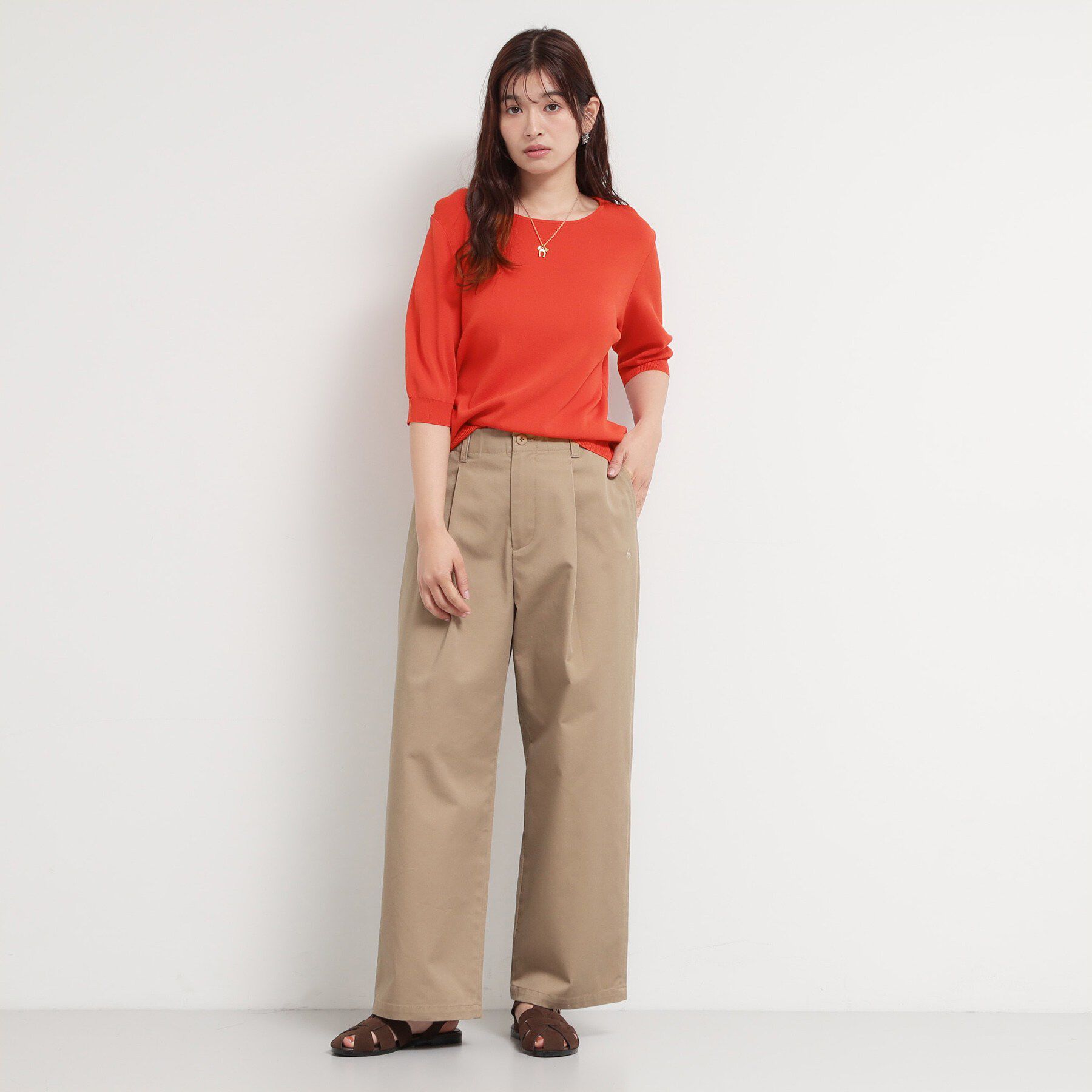 THE SHOP TK「【ひんやりタッチ】多機能6分袖プルオーバー 洗濯機OK/UVケア/毛玉になりにくい」|ニット・セーター|