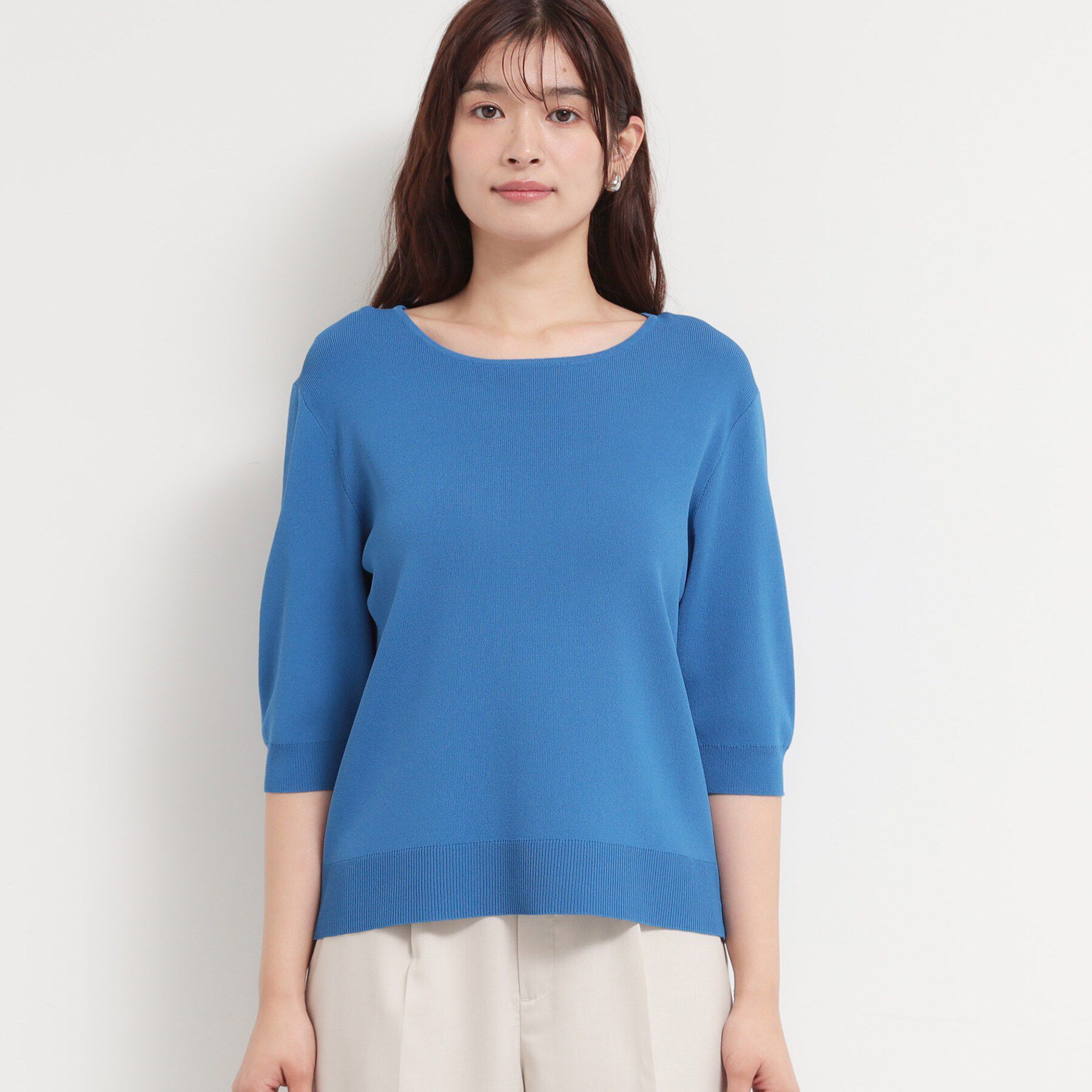 THE SHOP TK「【ひんやりタッチ】多機能6分袖プルオーバー 洗濯機OK/UVケア/毛玉になりにくい」|ニット・セーター|