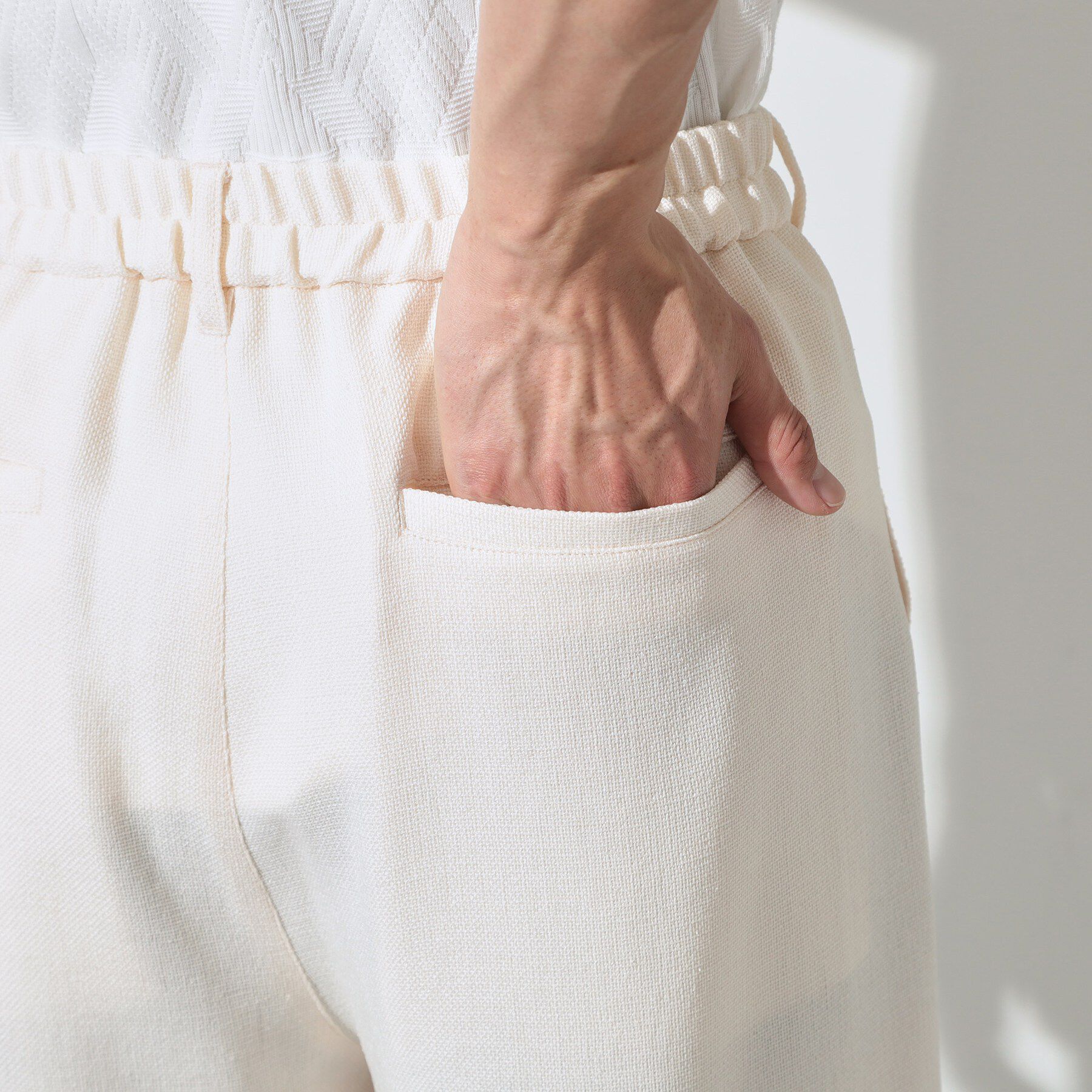 THE SHOP TK「パナマメッシュ ワイドイージーパンツ 洗濯機OK／セットアップ可」|その他|