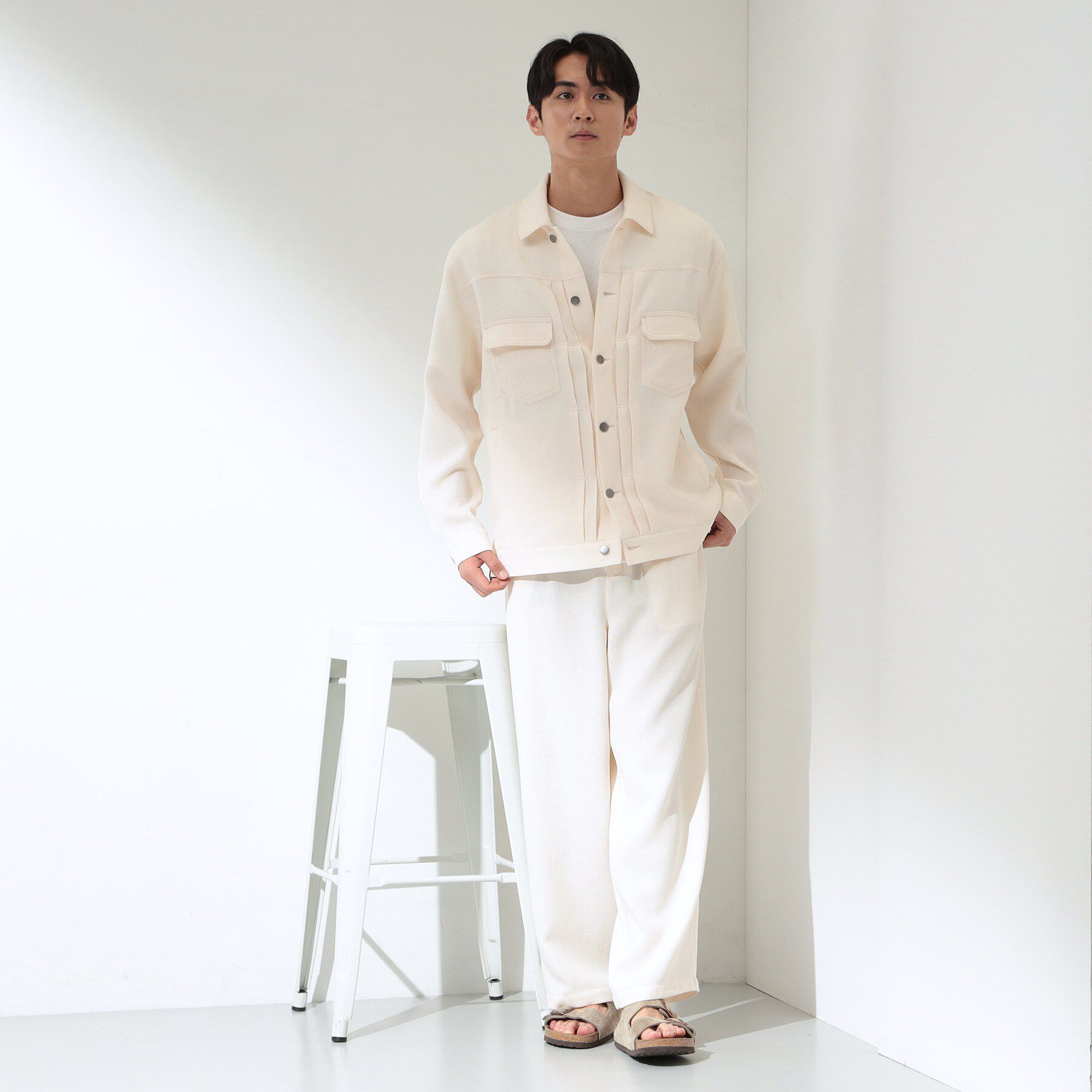 THE SHOP TK「パナマメッシュ ワイドイージーパンツ 洗濯機OK／セットアップ可」|その他|