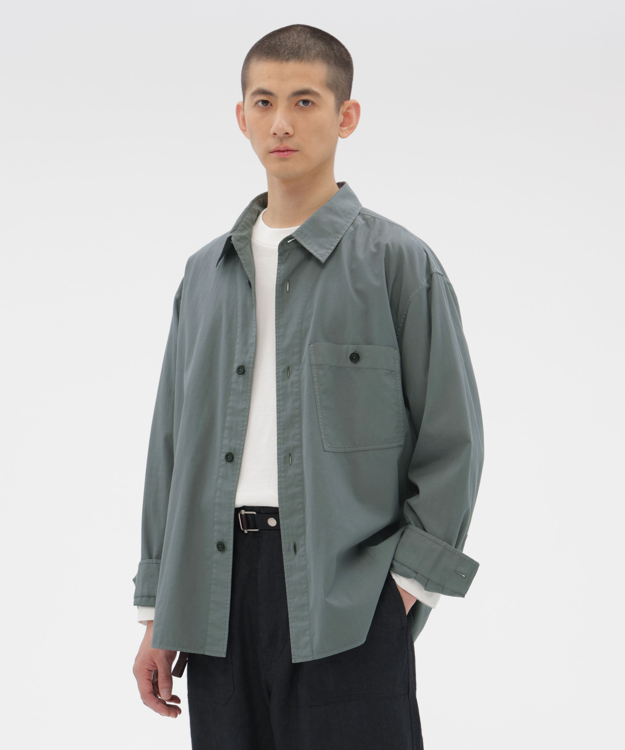 MHL.「GARMENT DYE COTTON SHIRTING SHIRT」|シャツ・ブラウス|GREEN