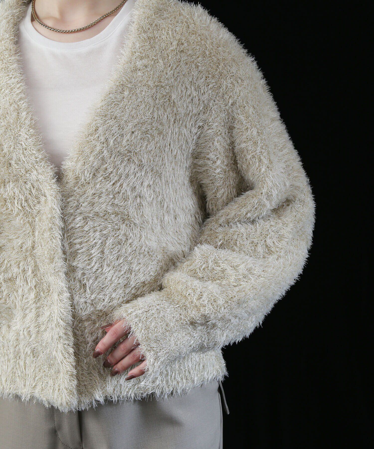  「ラメシャギーニットブルゾン」|ニット・セーター|